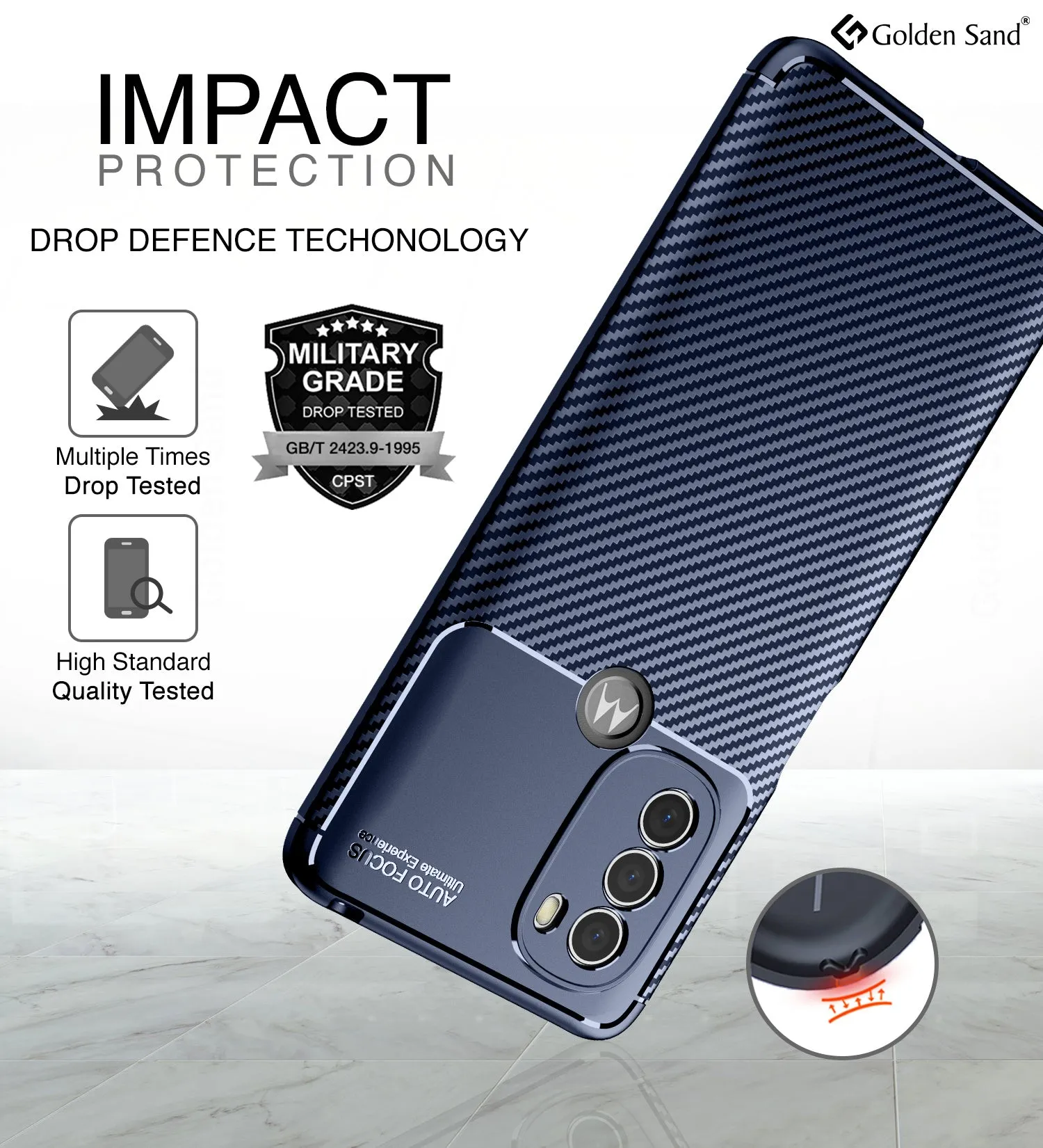 Aramid Fibre Series Shockproof Armor Back Cover for Motorola Moto G31, 6.47 inch, Blue