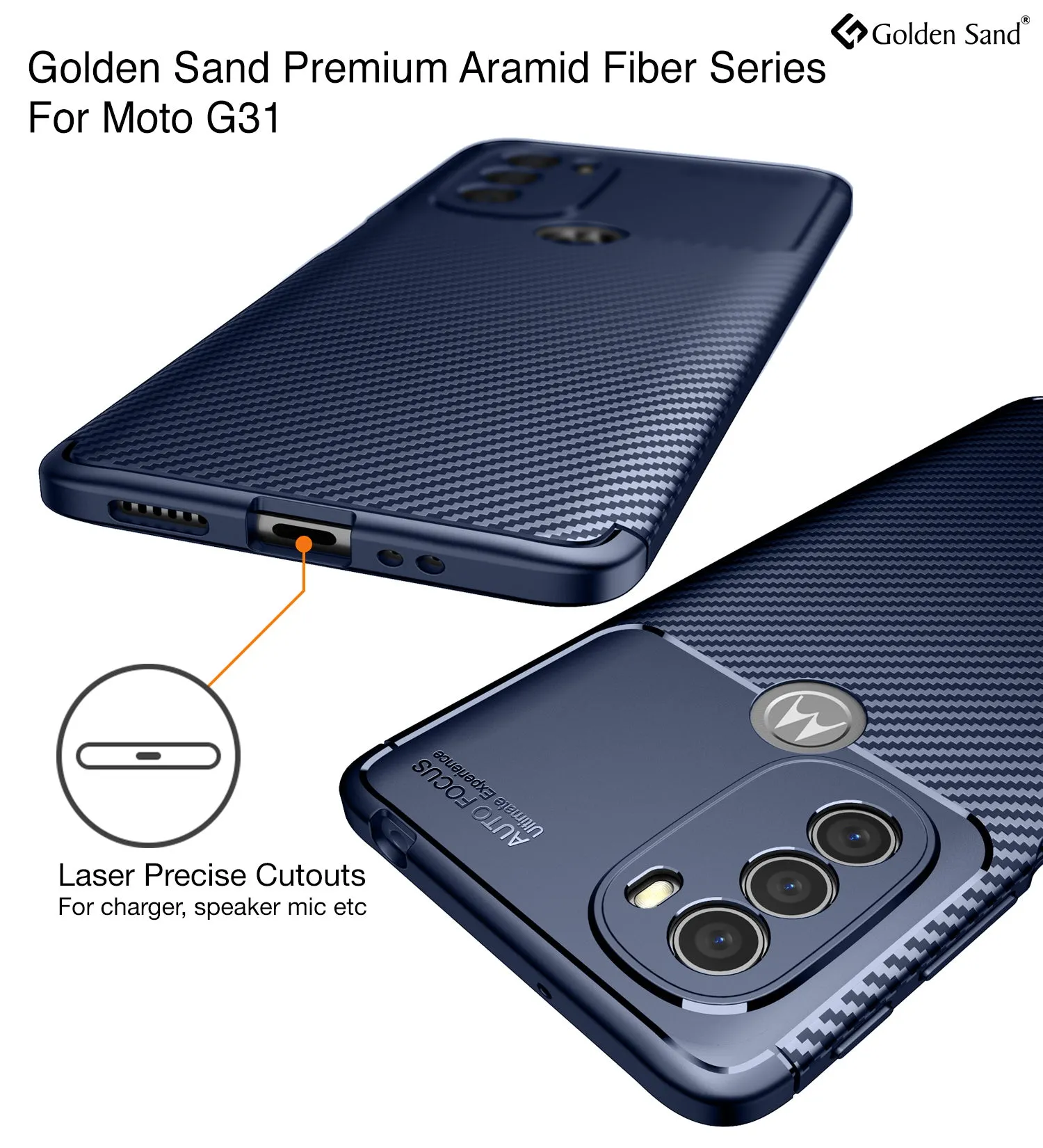 Aramid Fibre Series Shockproof Armor Back Cover for Motorola Moto G31, 6.47 inch, Blue
