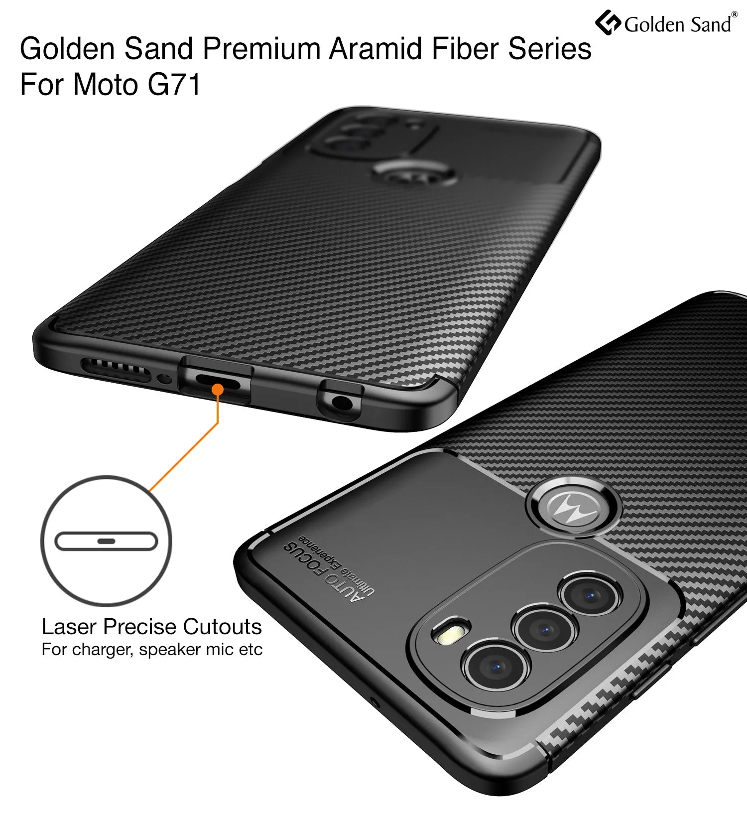 Aramid Fibre Series Shockproof Armor Back Cover for  Motorola Moto G71 5G, 6.4 inch, Black