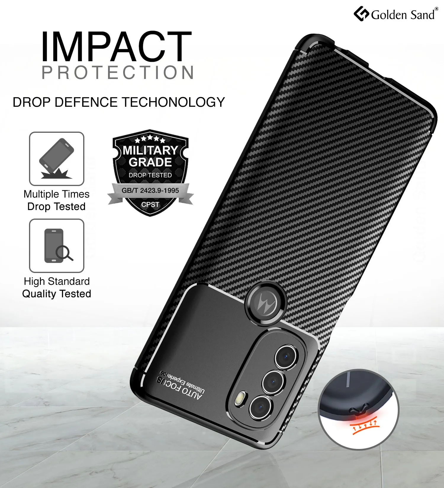 Aramid Fibre Series Shockproof Armor Back Cover for  Motorola Moto G71 5G, 6.4 inch, Black