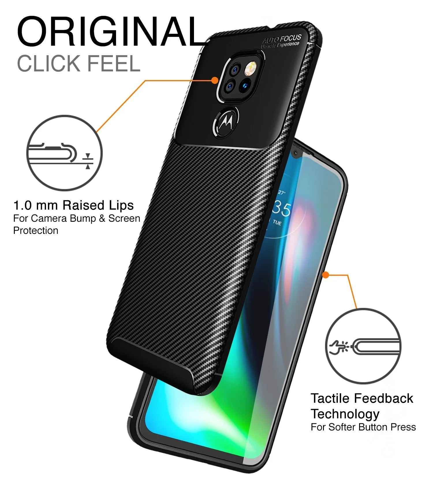 Aramid Fibre Series Shockproof Armor Back Cover for Motorola Moto G9, Motorola Moto e7 Plus, Black