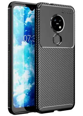Aramid Fibre Series Shockproof Armor Back Cover for Nokia 7.2, Nokia 6.2 6.39 inch, Black