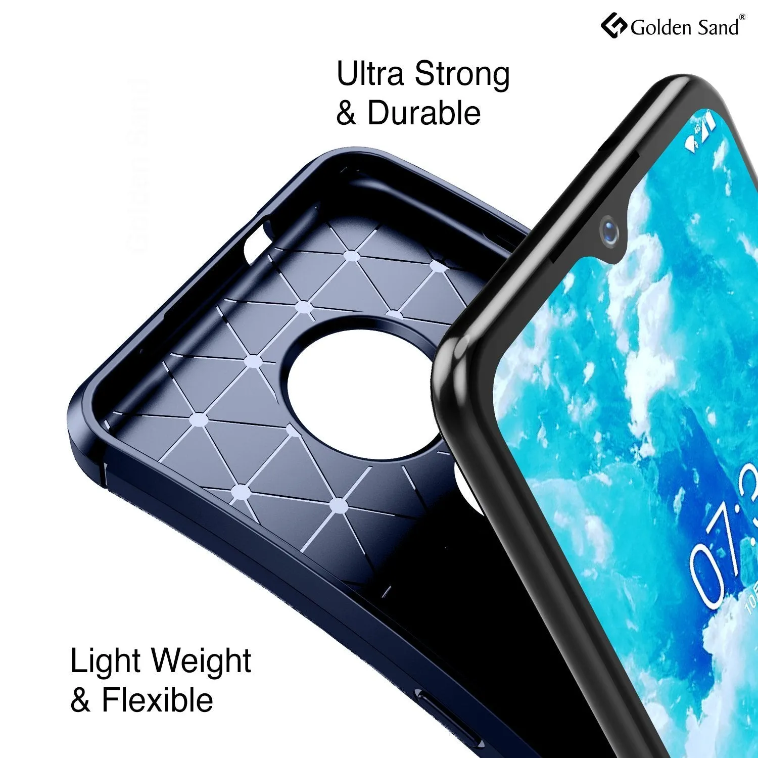 Aramid Fibre Series Shockproof Armor Back Cover for Nokia 7.2, Nokia 6.2 6.39 inch, Blue