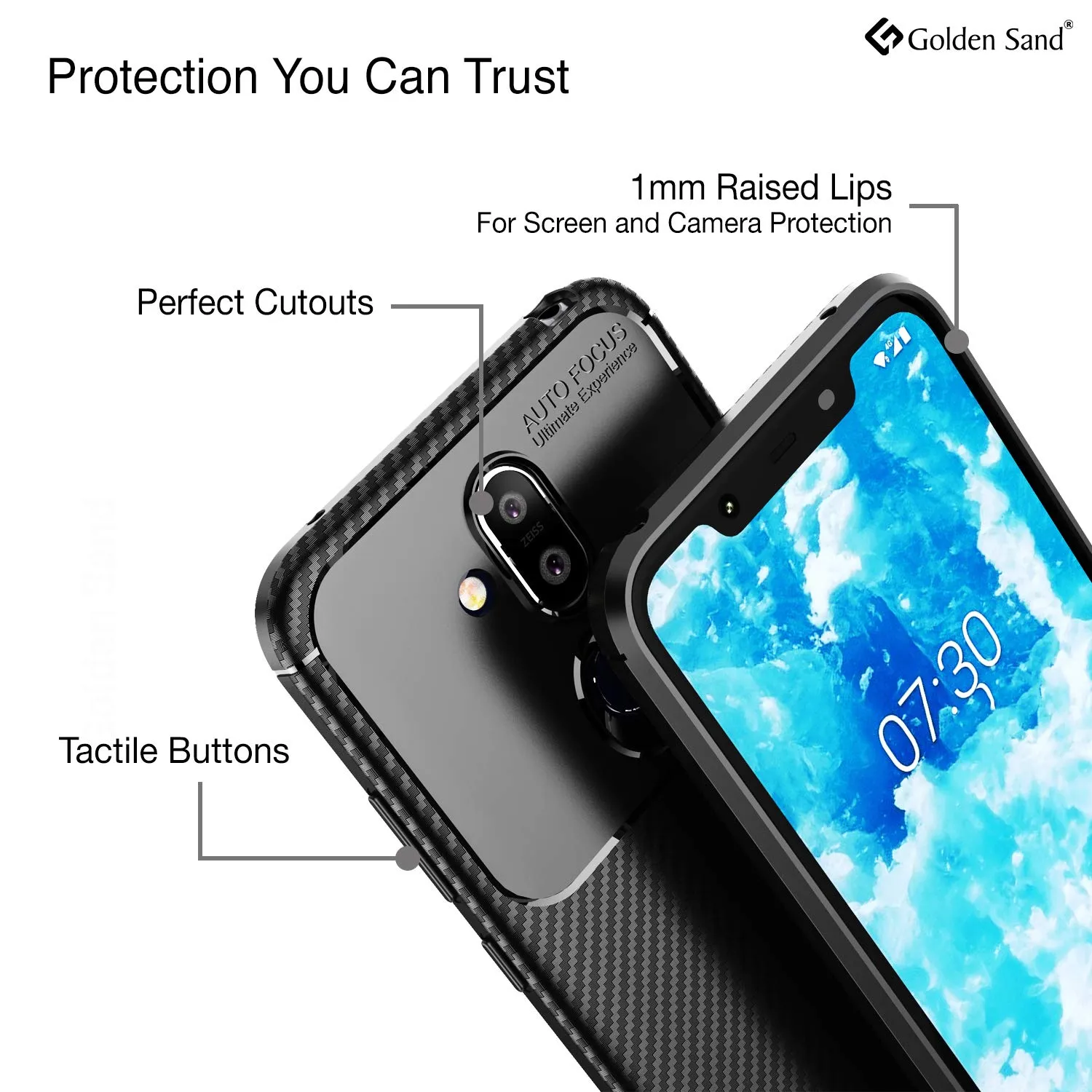 Aramid Fibre Series Shockproof Armor Back Cover for Nokia 8.1, Black