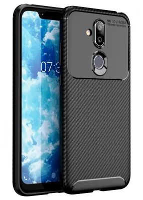 Aramid Fibre Series Shockproof Armor Back Cover for Nokia 8.1, Black