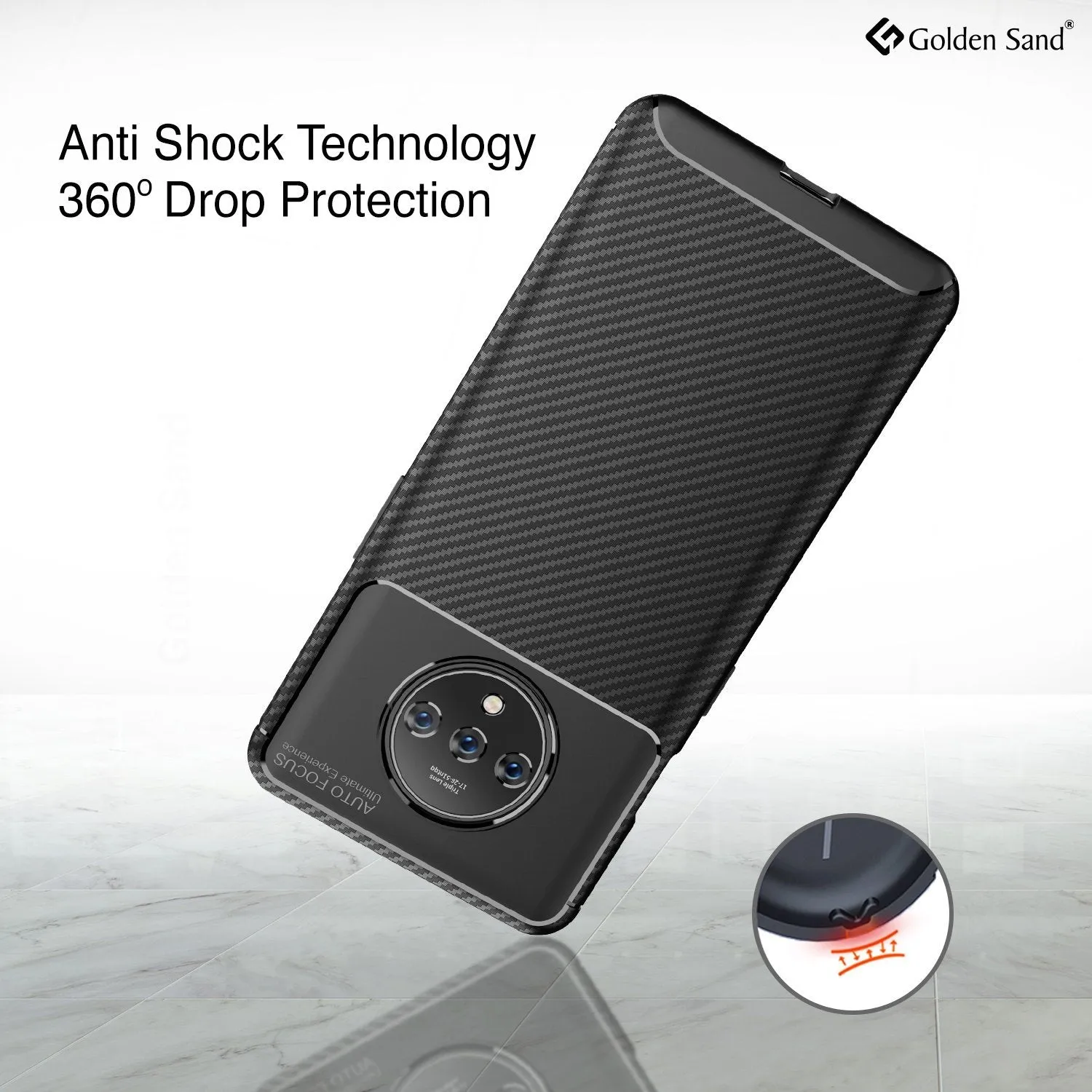 Aramid Fibre Series Shockproof Armor Back Cover for One Plus 7T 6.5 inch, Black