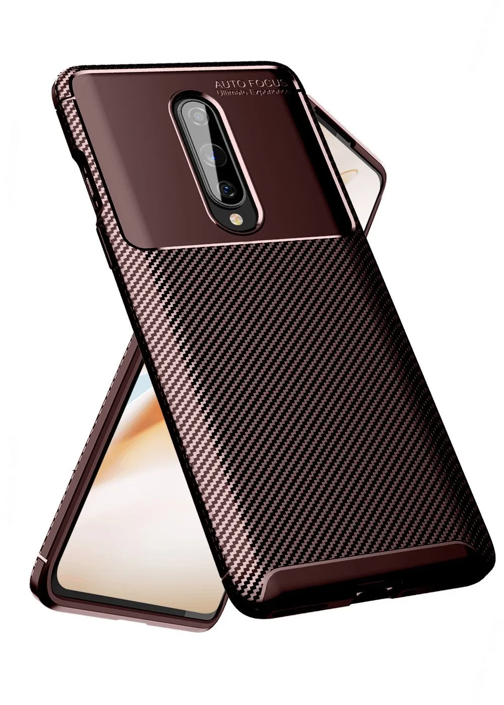 Aramid Fibre Series Shockproof Armor Back Cover for One Plus 8 6.55 inch, Brown