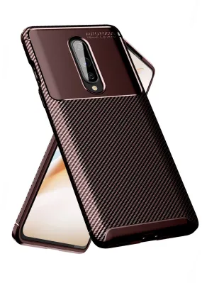 Aramid Fibre Series Shockproof Armor Back Cover for One Plus 8 6.55 inch, Brown
