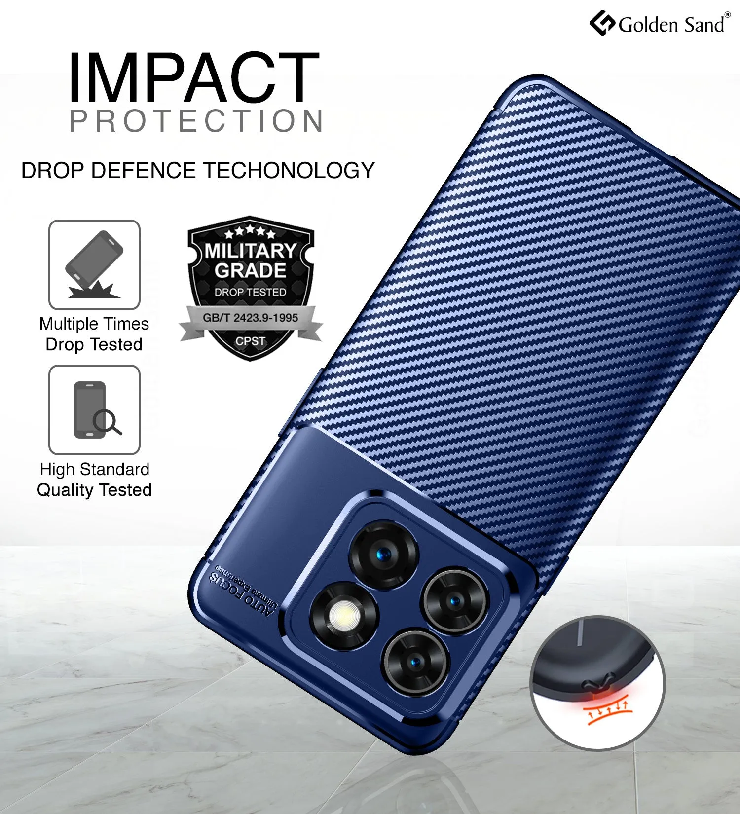 Aramid Fibre Series Shockproof Armor Back Cover for OnePlus 10T 5G, 6.7 inch, Blue