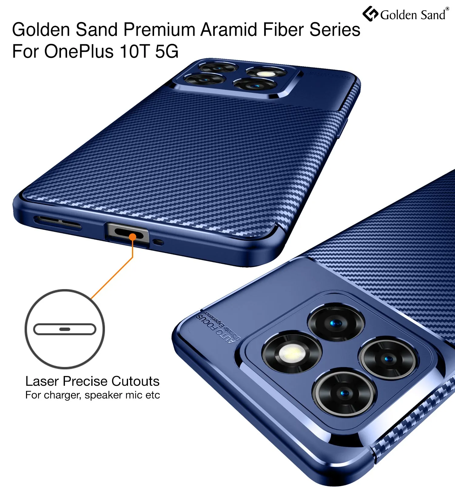 Aramid Fibre Series Shockproof Armor Back Cover for OnePlus 10T 5G, 6.7 inch, Blue