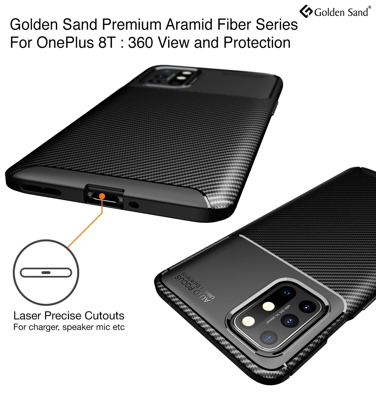 Aramid Fibre Series Shockproof Armor Back Cover for OnePlus 8T, One Plus 9R, Black