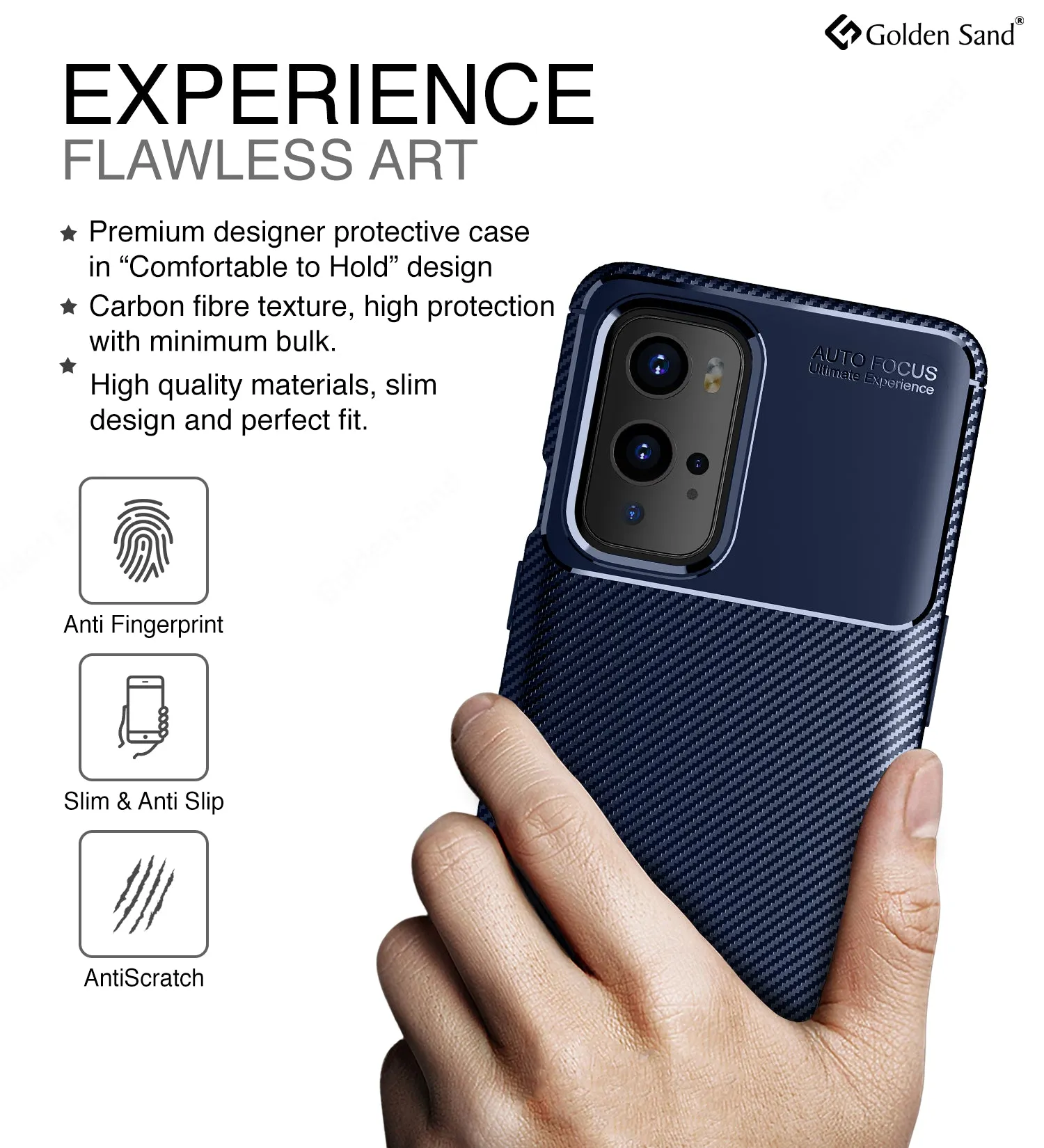 Aramid Fibre Series Shockproof Armor Back Cover for OnePlus 9 Pro, 6.7 inch, Blue
