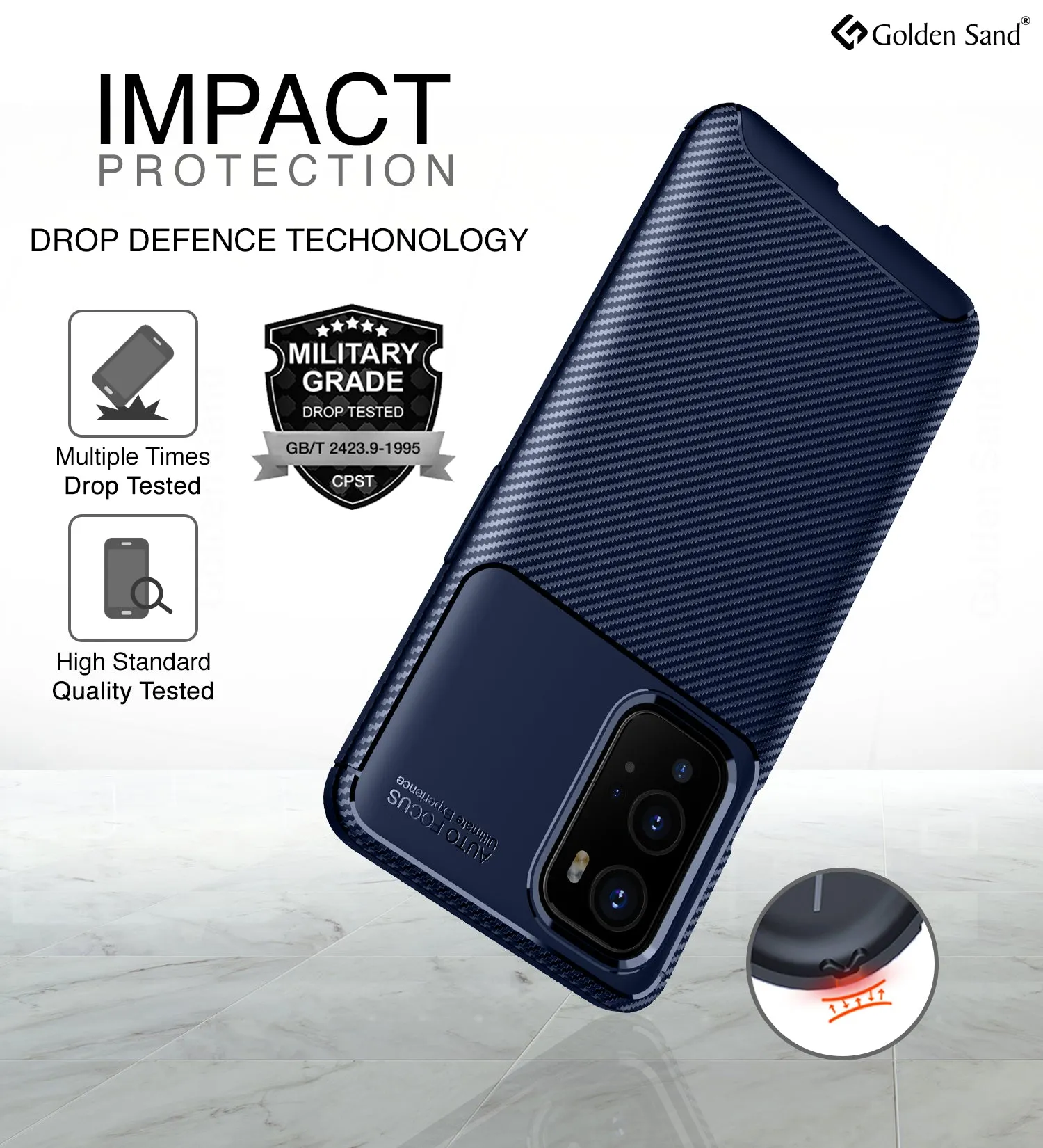 Aramid Fibre Series Shockproof Armor Back Cover for OnePlus 9 Pro, 6.7 inch, Blue