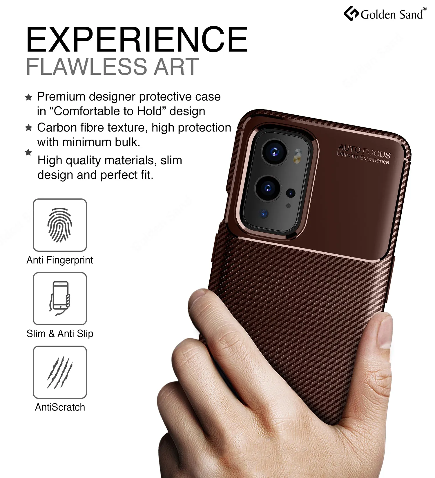 Aramid Fibre Series Shockproof Armor Back Cover for OnePlus 9 Pro, 6.7 inch, Brown