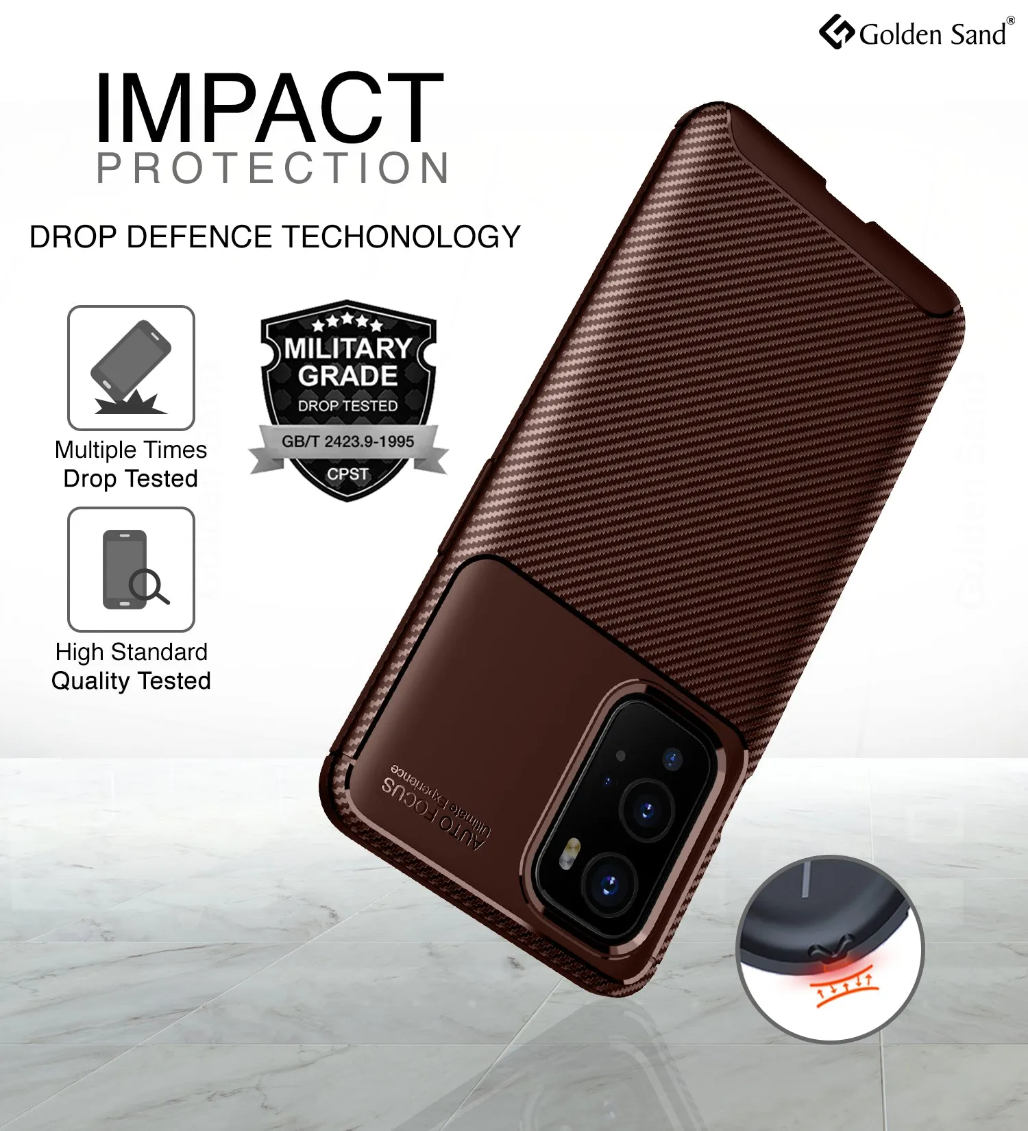 Aramid Fibre Series Shockproof Armor Back Cover for OnePlus 9 Pro, 6.7 inch, Brown