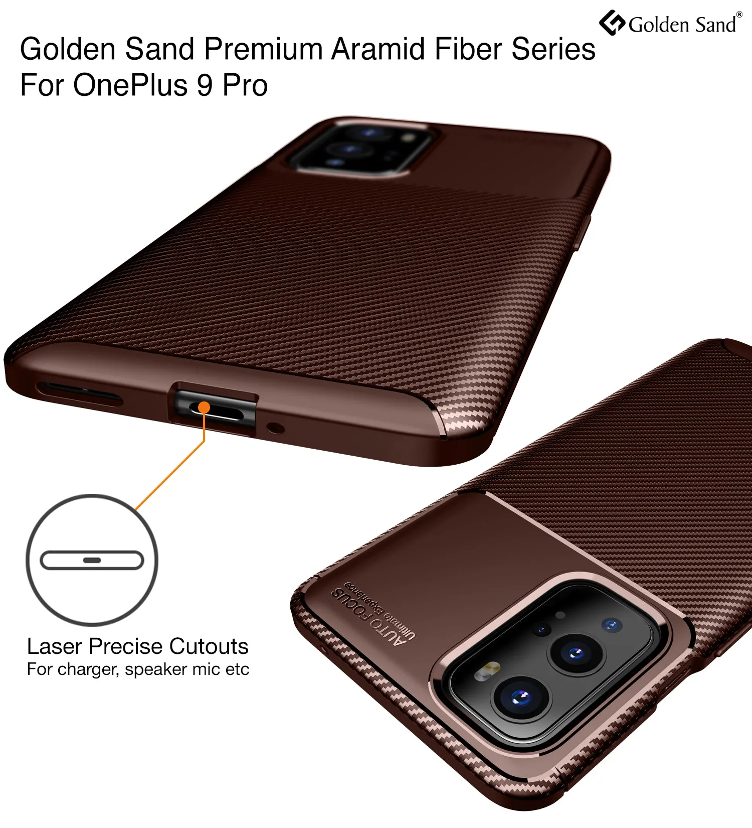 Aramid Fibre Series Shockproof Armor Back Cover for OnePlus 9 Pro, 6.7 inch, Brown