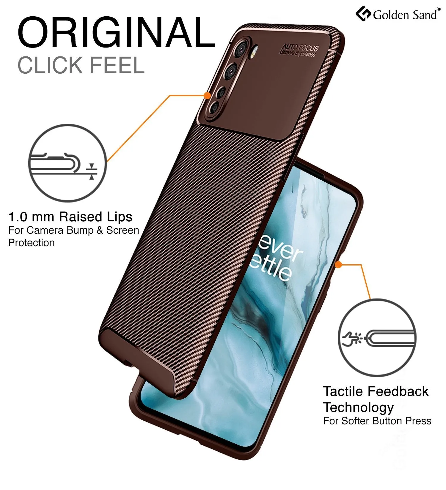 Aramid Fibre Series Shockproof Armor Back Cover for OnePlus Nord, Brown