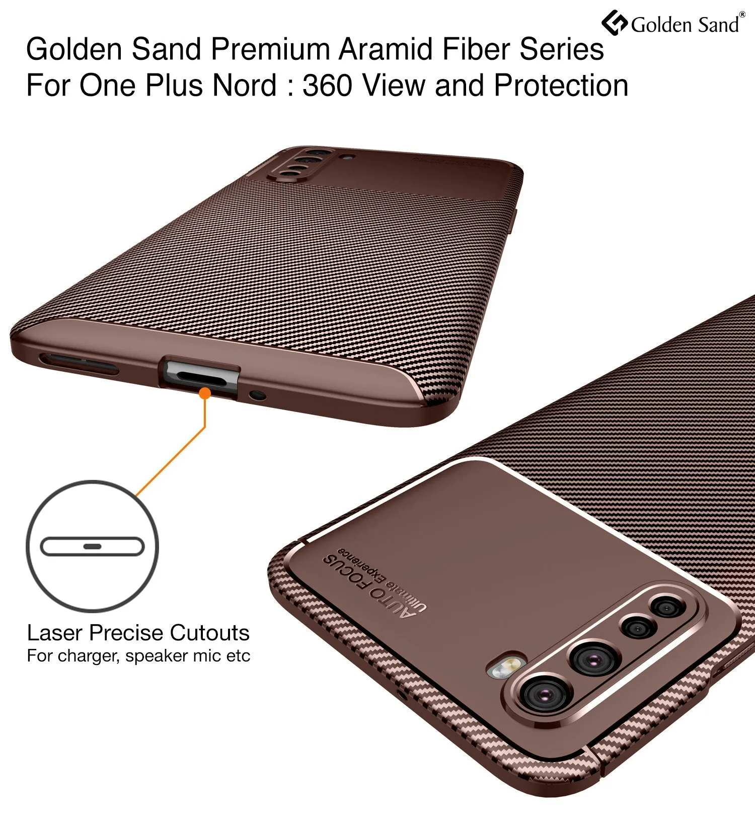 Aramid Fibre Series Shockproof Armor Back Cover for OnePlus Nord, Brown
