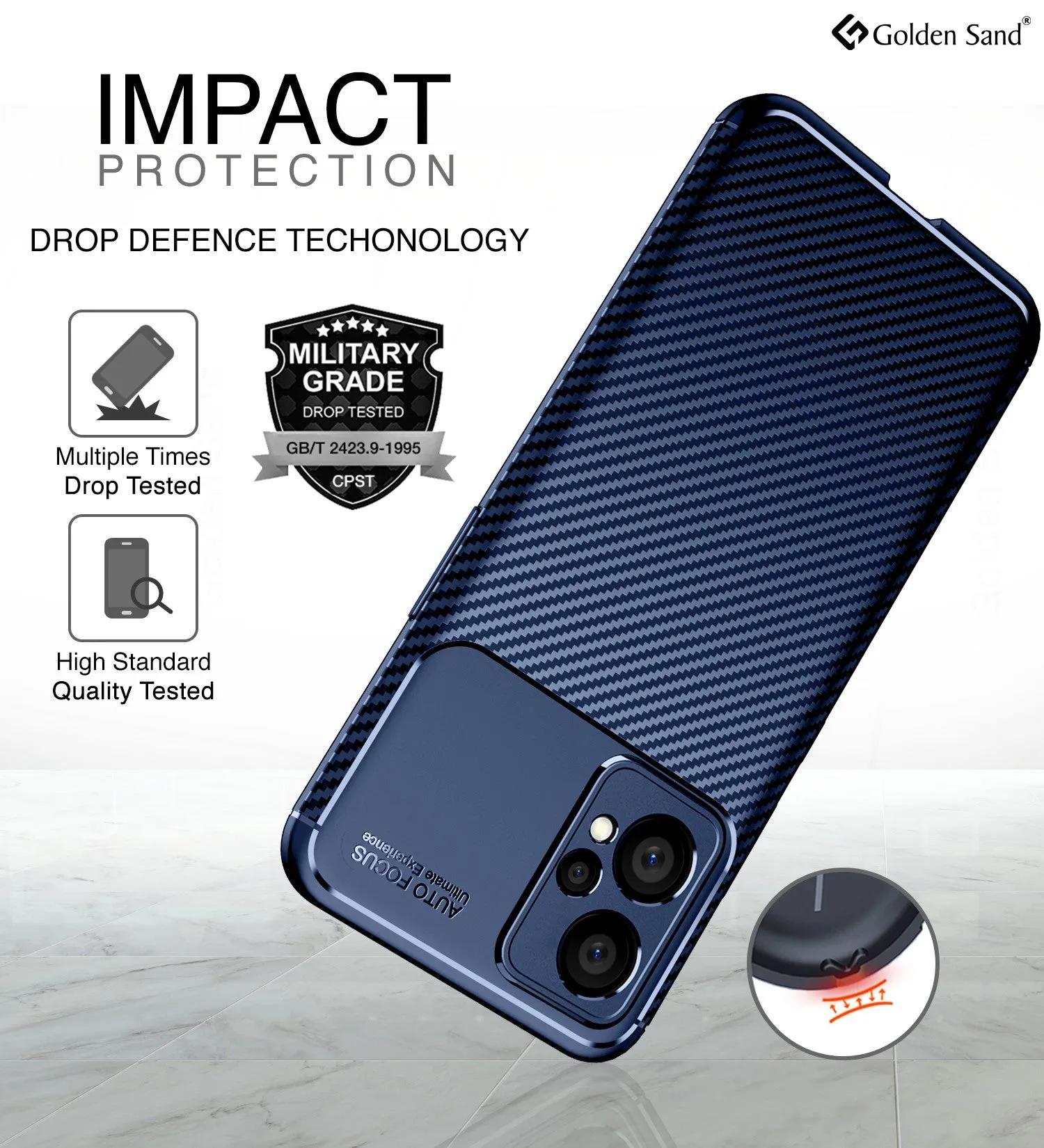 Aramid Fibre Series Shockproof Armor Back Cover for OnePlus Nord CE 2 Lite 5G, 6.59 inch, Blue