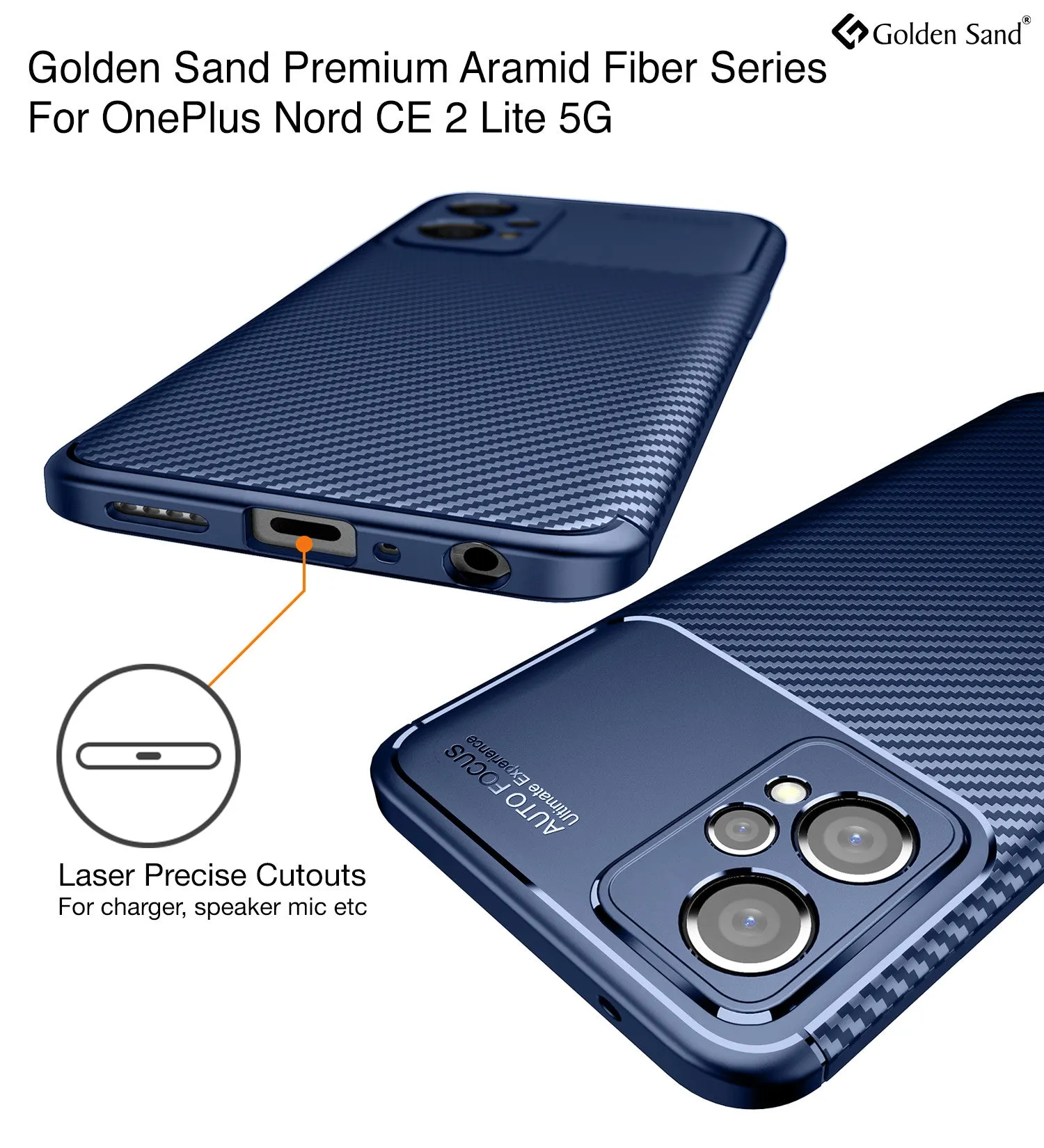 Aramid Fibre Series Shockproof Armor Back Cover for OnePlus Nord CE 2 Lite 5G, 6.59 inch, Blue