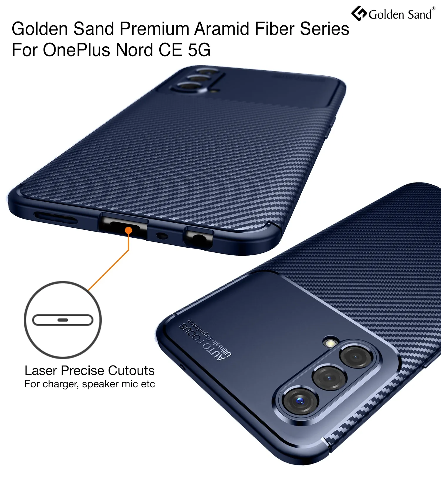 Aramid Fibre Series Shockproof Armor Back Cover for OnePlus Nord CE 5G, 6.43 inch, Blue