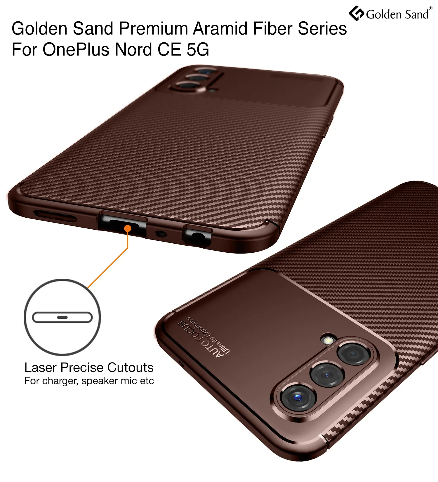 Aramid Fibre Series Shockproof Armor Back Cover for OnePlus Nord CE 5G, 6.43 inch, Brown