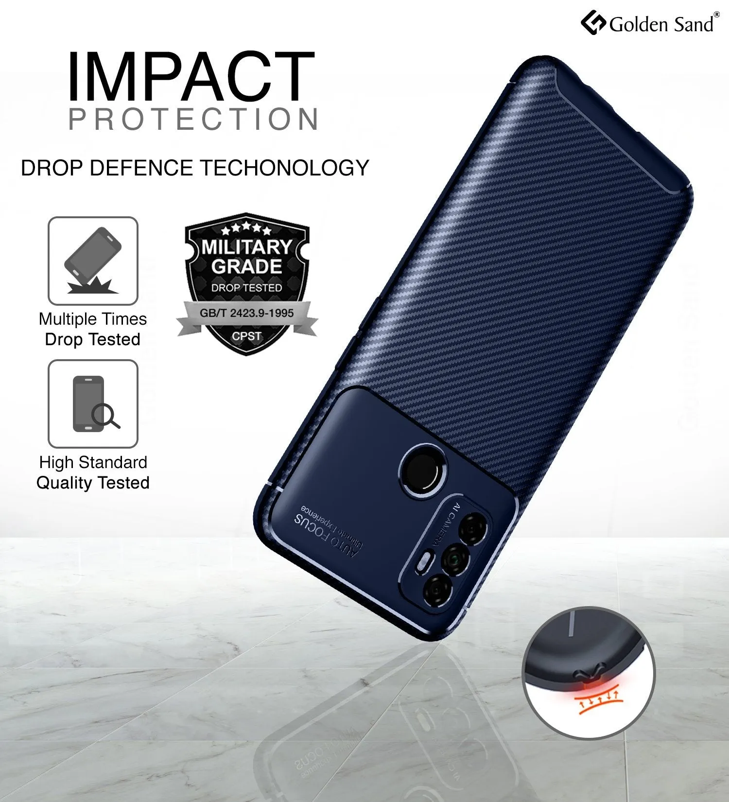 Aramid Fibre Series Shockproof Armor Back Cover for Oppo A53, Oppo A33 (2020), Blue