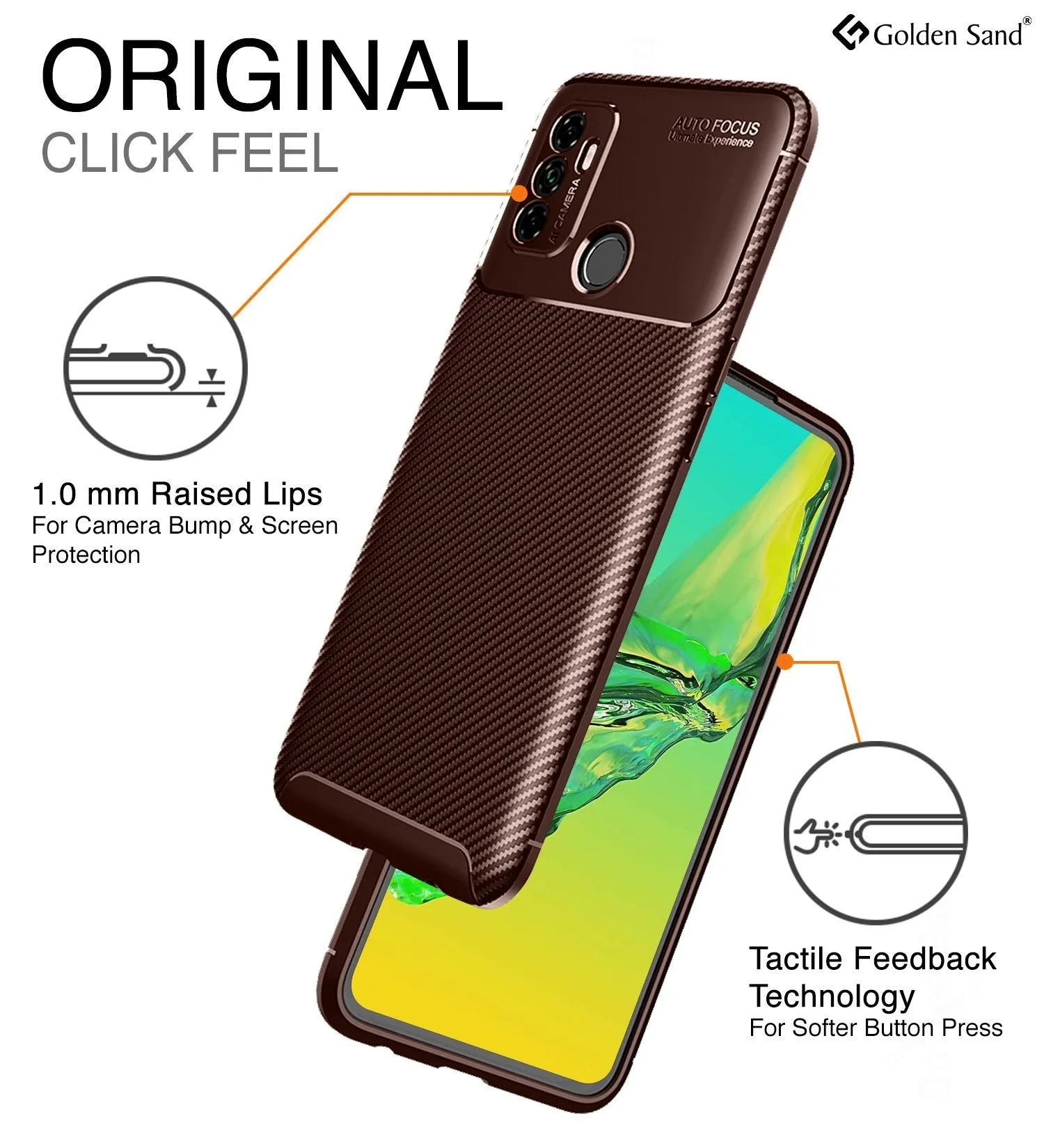 Aramid Fibre Series Shockproof Armor Back Cover for Oppo A53, Oppo A33 (2020), Brown