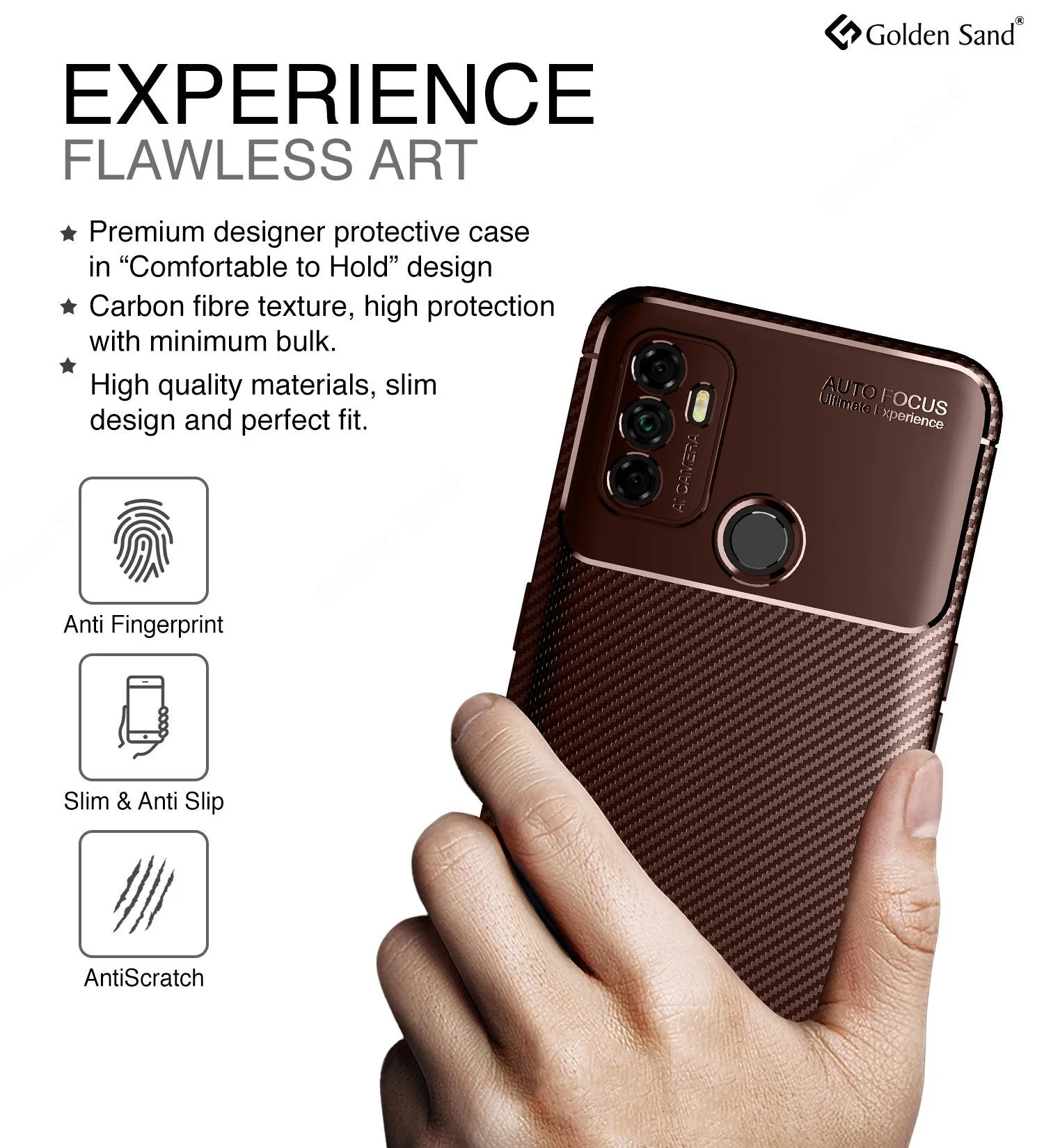 Aramid Fibre Series Shockproof Armor Back Cover for Oppo A53, Oppo A33 (2020), Brown