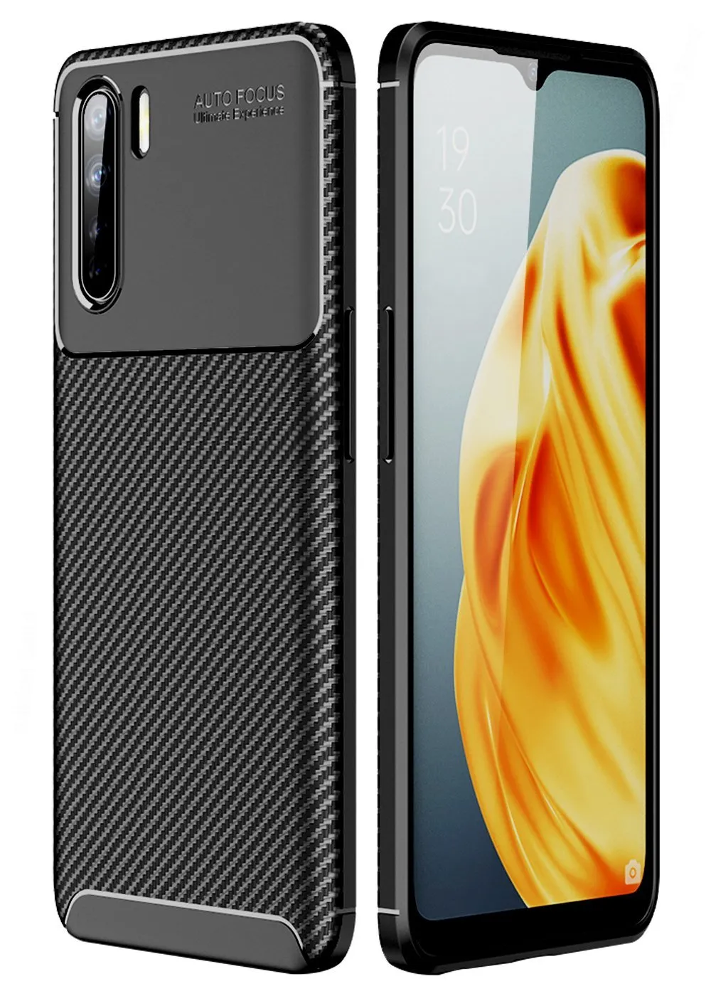 Aramid Fibre Series Shockproof Armor Back Cover for Oppo F15 6.4 inch, Black