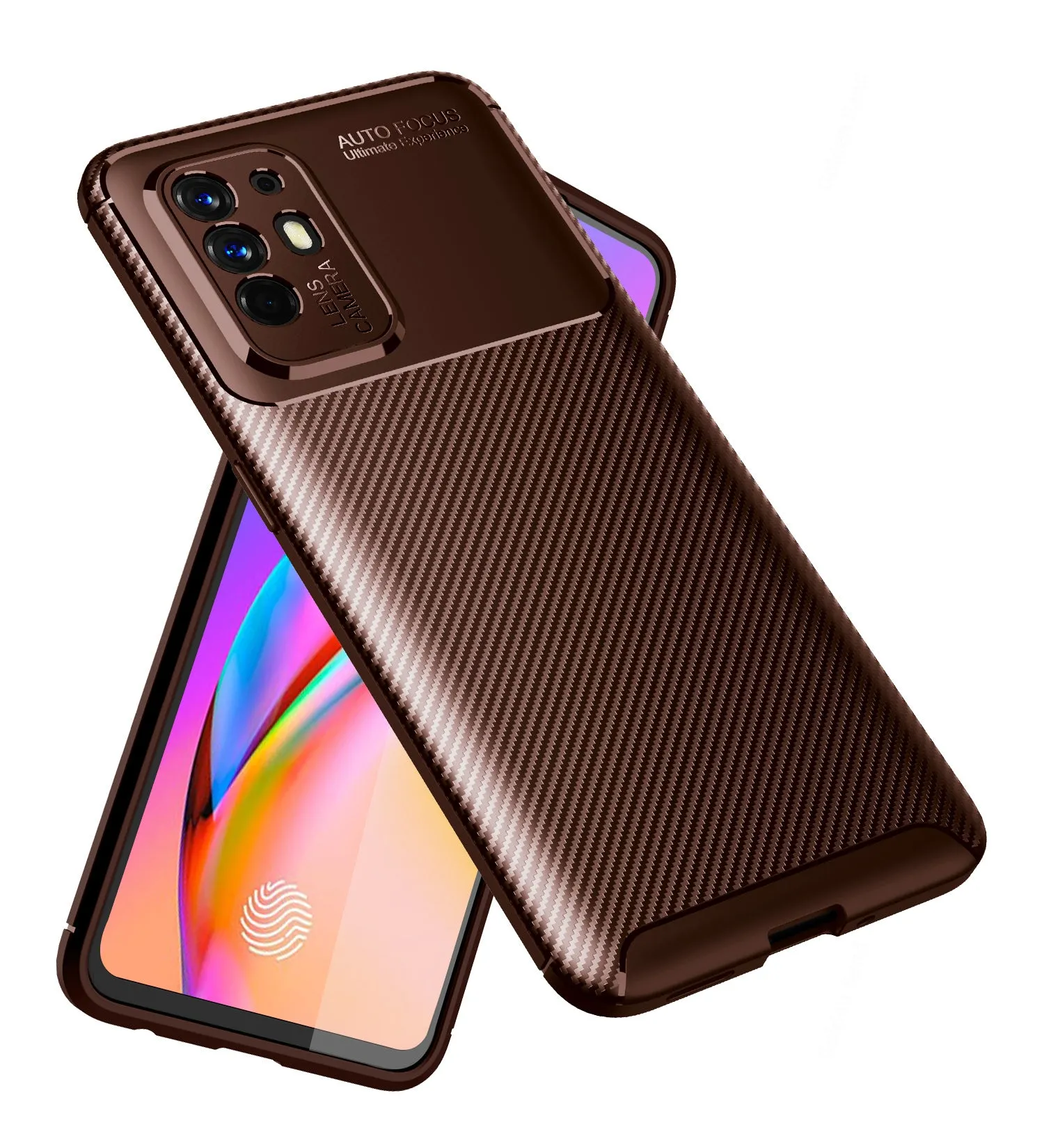 Aramid Fibre Series Shockproof Armor Back Cover for Oppo F19 Pro  Plus 5G, 6.43 inch, Brown