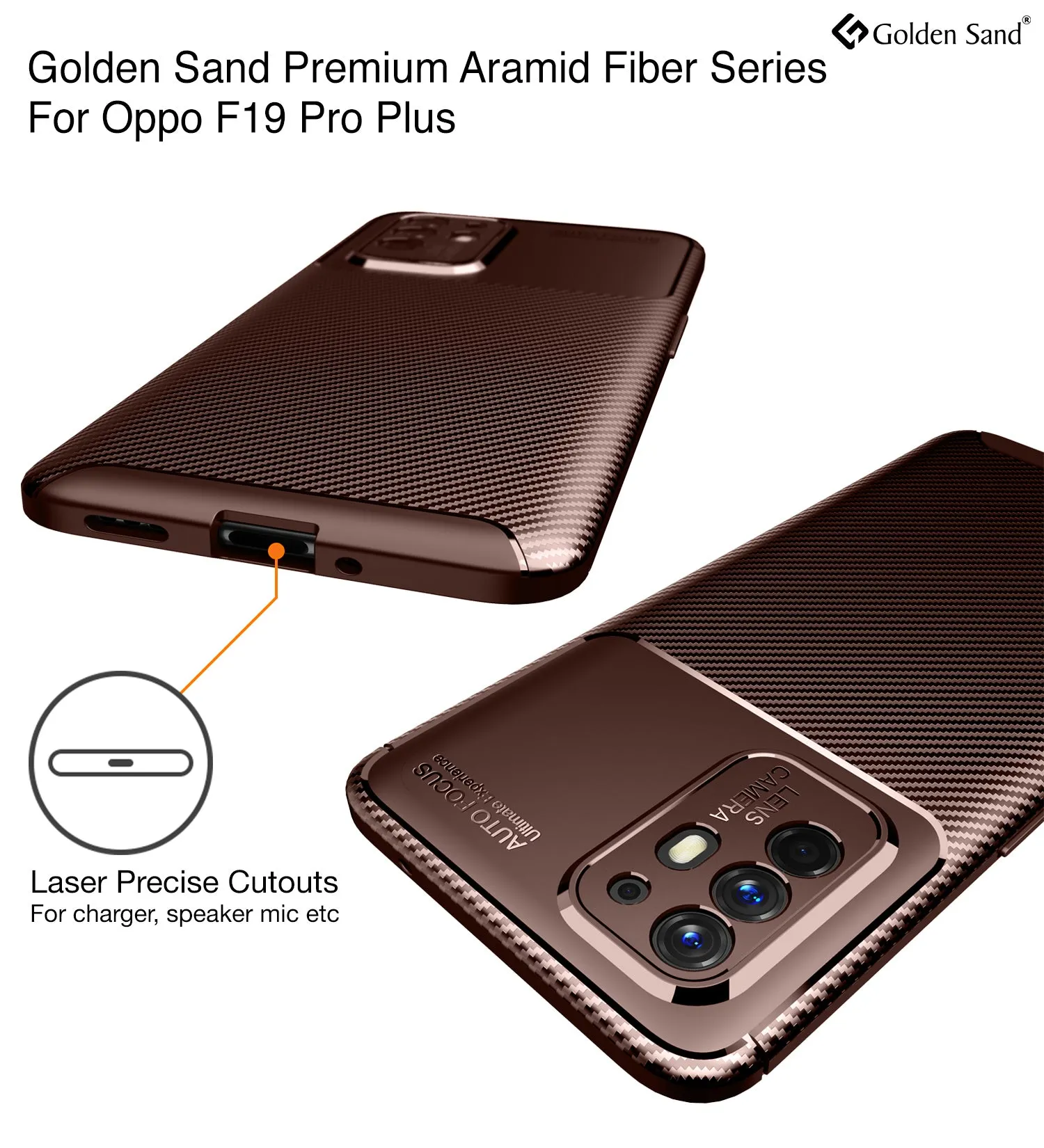 Aramid Fibre Series Shockproof Armor Back Cover for Oppo F19 Pro  Plus 5G, 6.43 inch, Brown