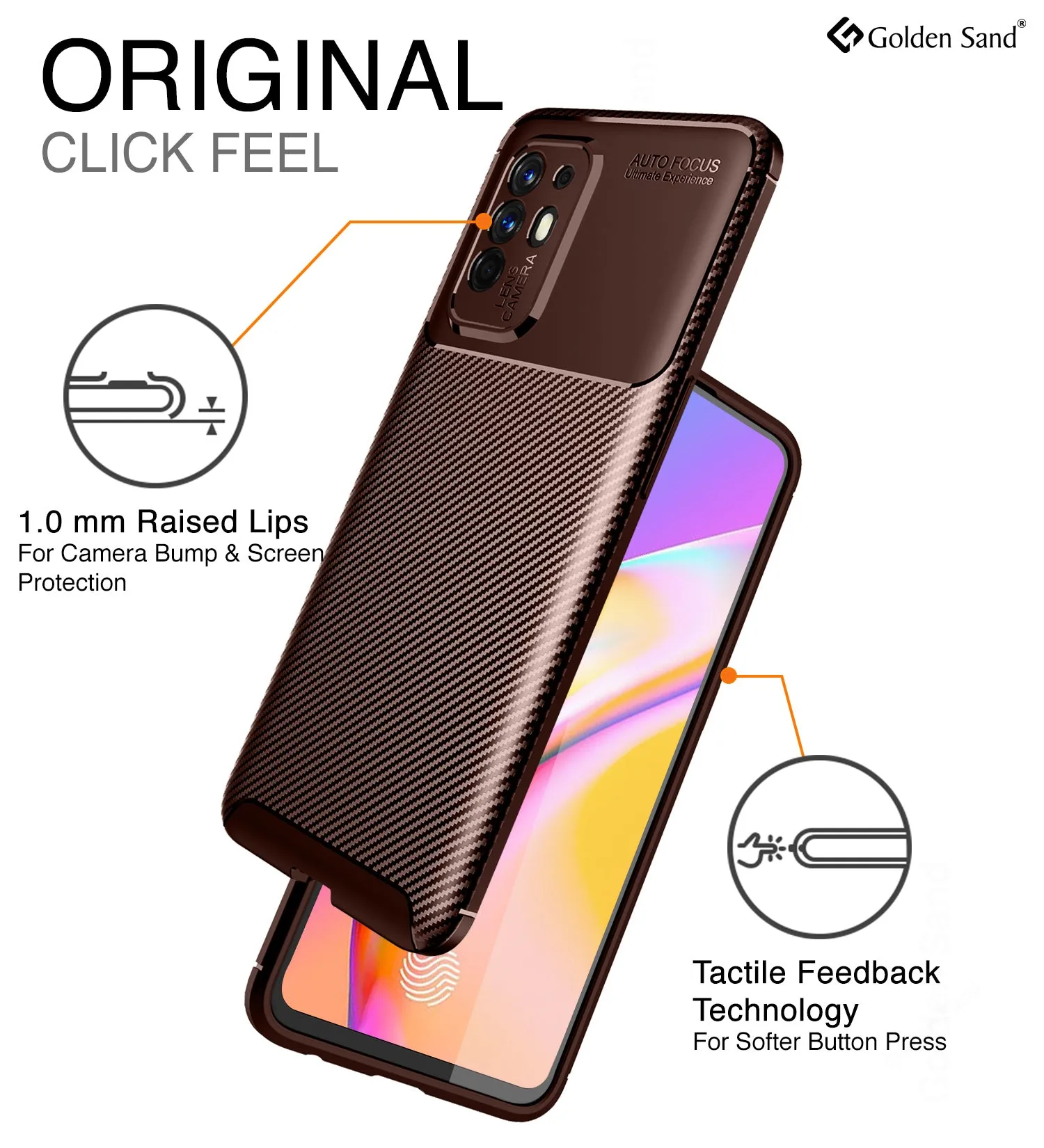 Aramid Fibre Series Shockproof Armor Back Cover for Oppo F19 Pro  Plus 5G, 6.43 inch, Brown
