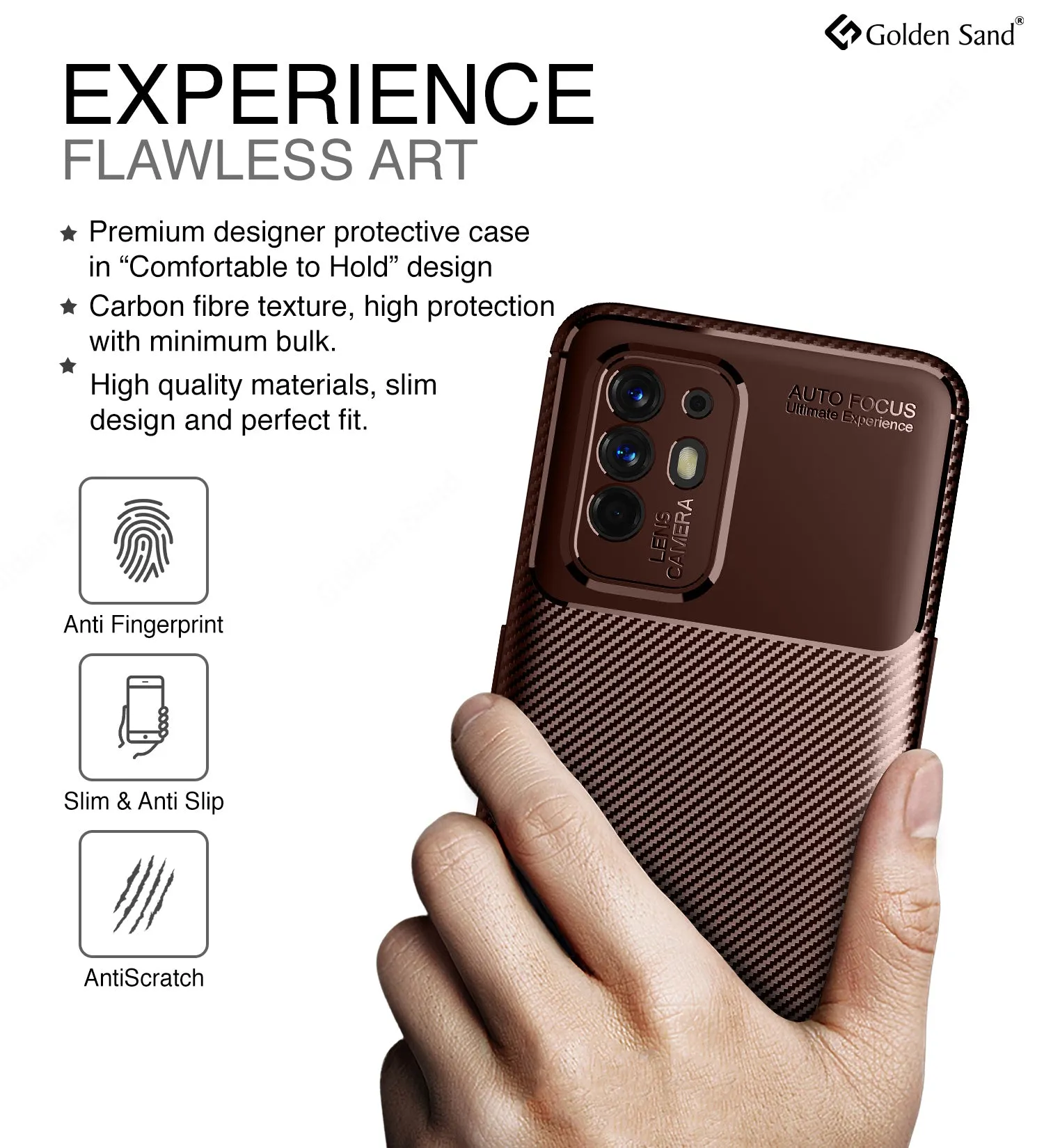 Aramid Fibre Series Shockproof Armor Back Cover for Oppo F19 Pro  Plus 5G, 6.43 inch, Brown