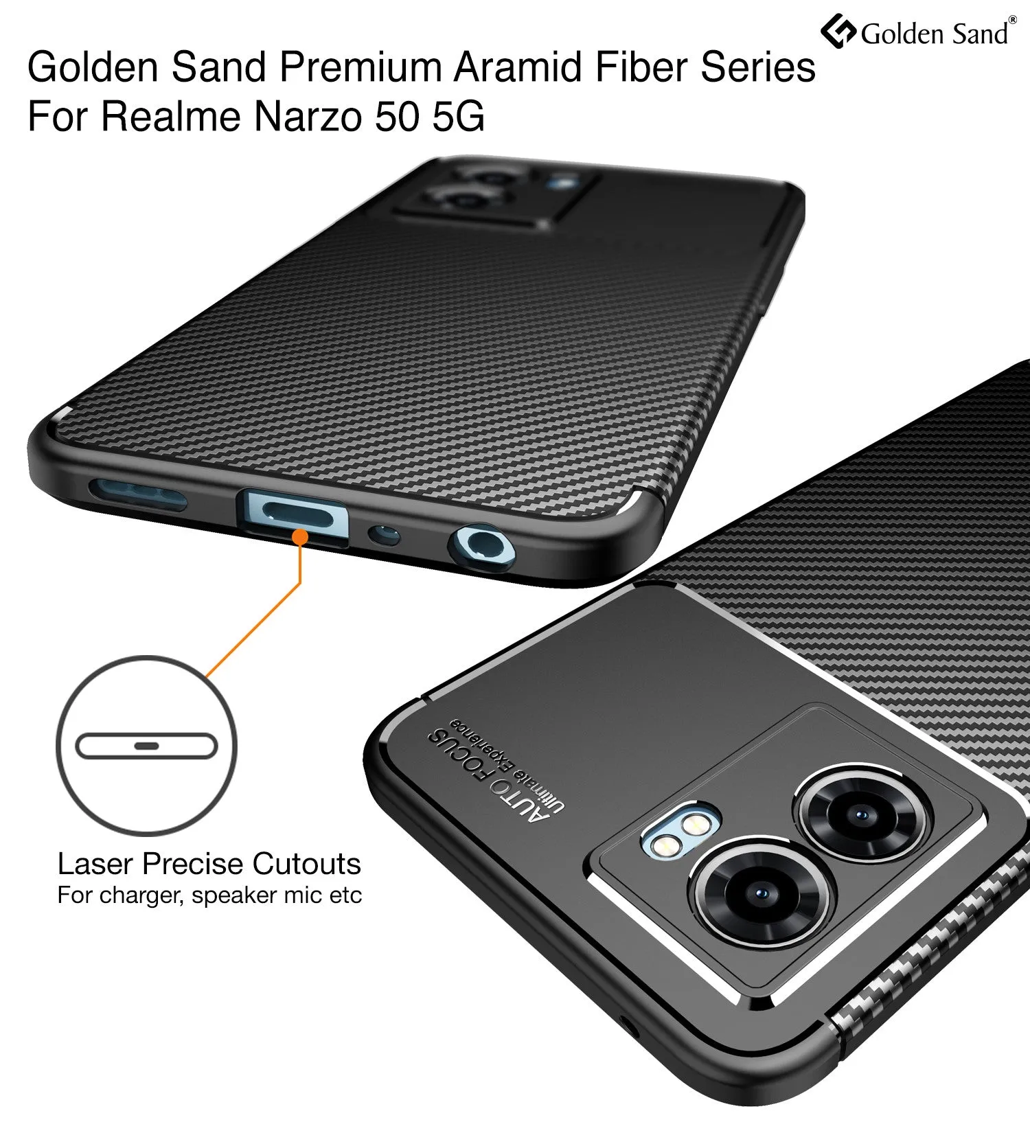 Aramid Fibre Series Shockproof Armor Back Cover for OPPO K10 5G, Realme Narzo 50 5G, 6.6 inch, Black