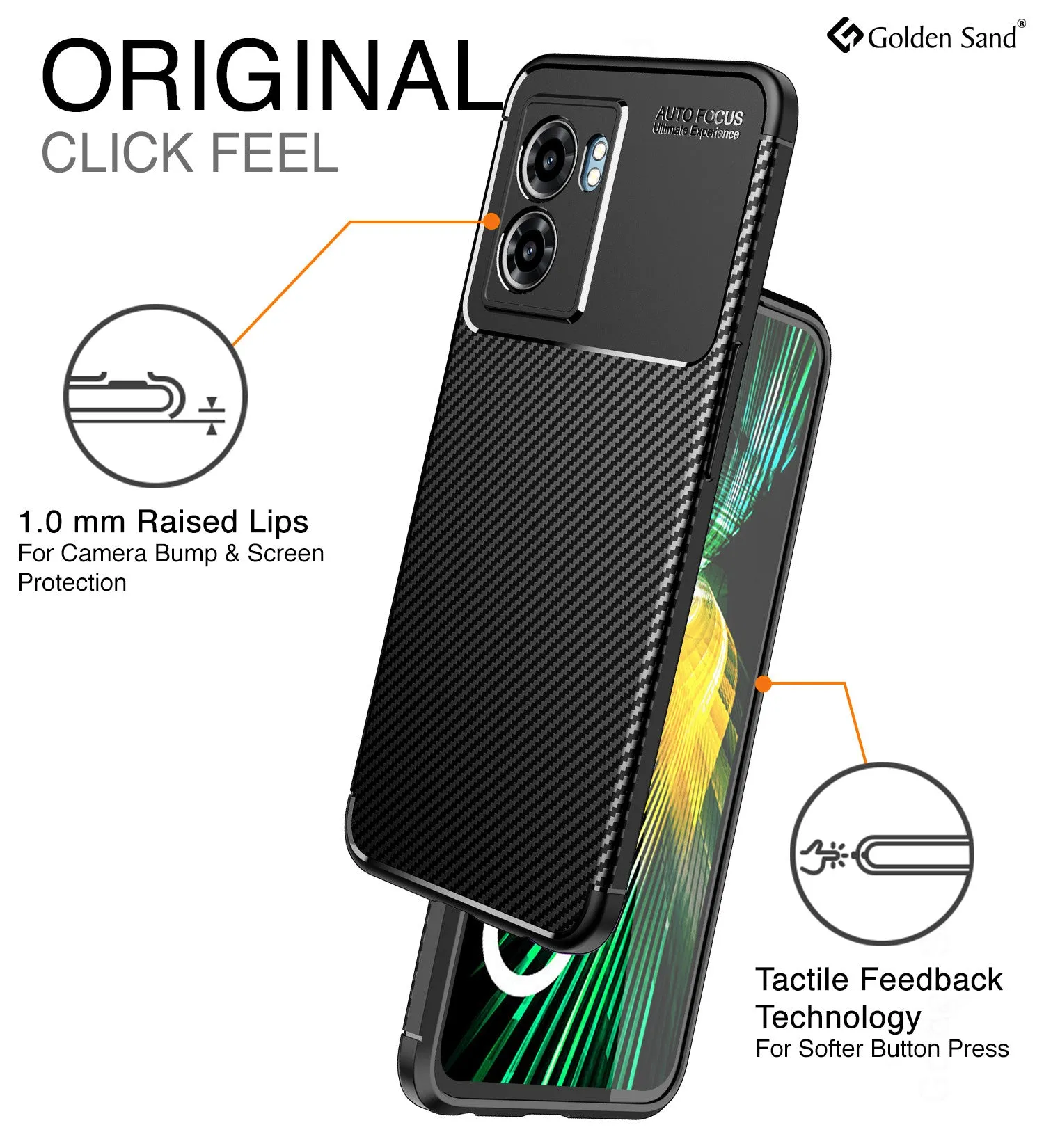 Aramid Fibre Series Shockproof Armor Back Cover for OPPO K10 5G, Realme Narzo 50 5G, 6.6 inch, Black