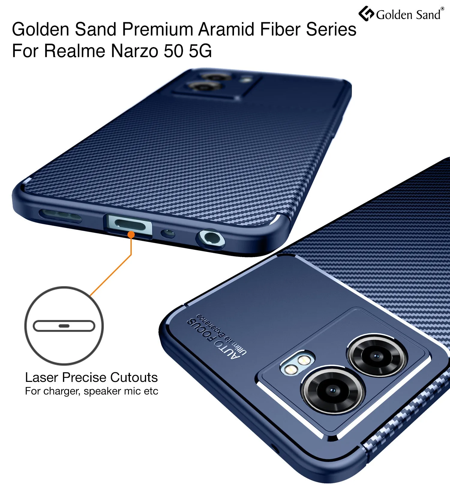 Aramid Fibre Series Shockproof Armor Back Cover for OPPO K10 5G, Realme Narzo 50 5G, 6.6 inch, Blue