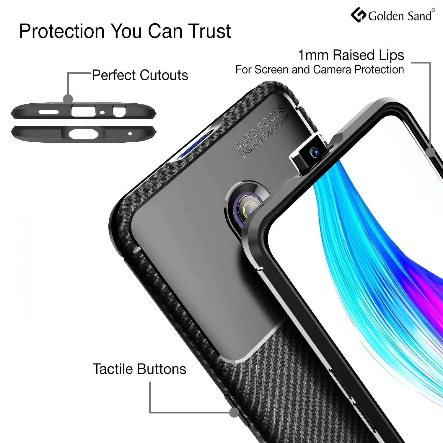 Aramid Fibre Series Shockproof Armor Back Cover for Oppo K3, Realme X, Black