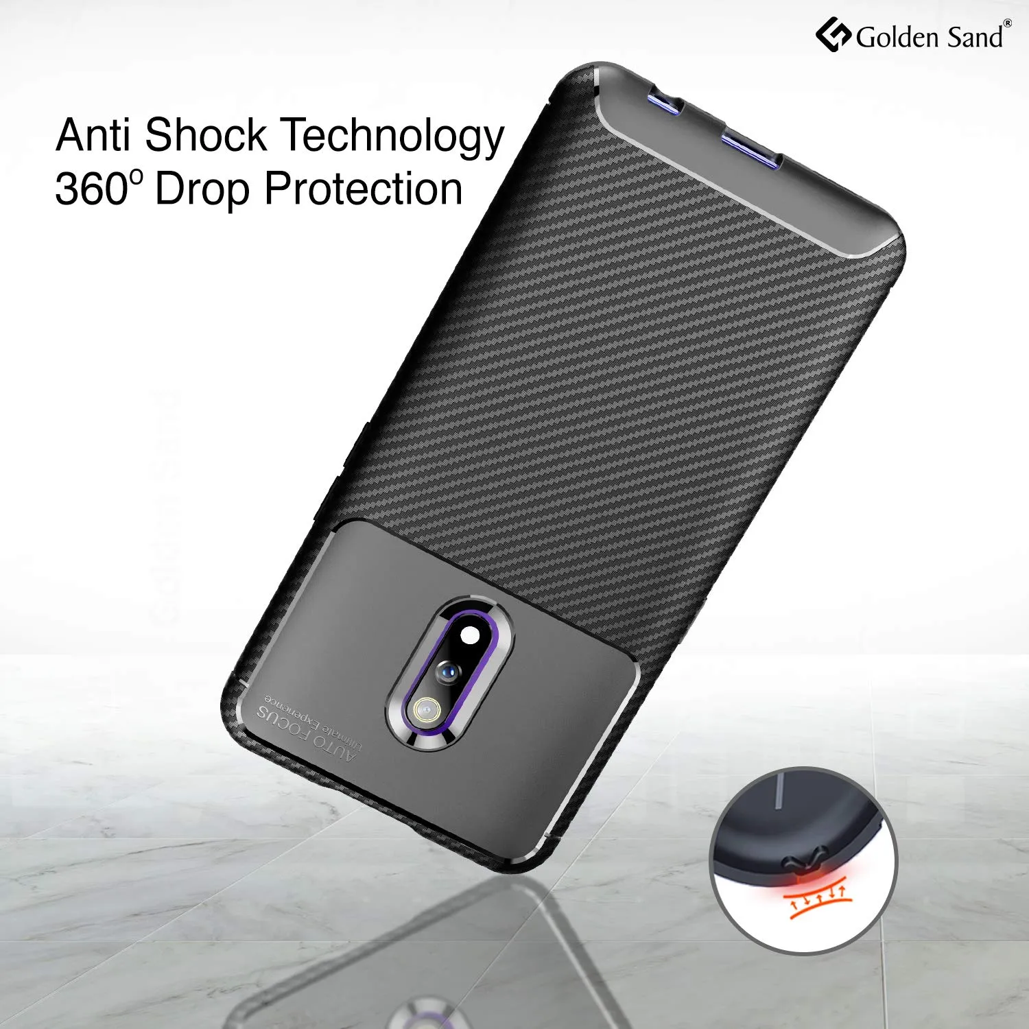 Aramid Fibre Series Shockproof Armor Back Cover for Oppo K3, Realme X, Black