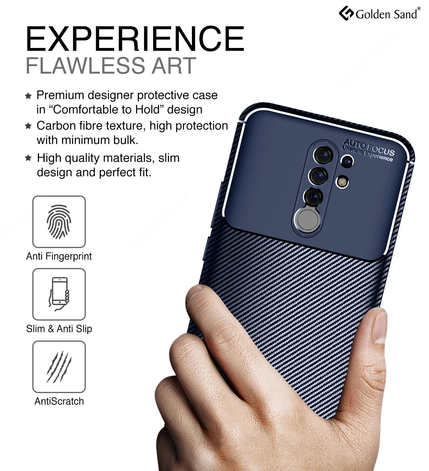 Aramid Fibre Series Shockproof Armor Back Cover for Poco M2 Reloaded, Redmi 9 Prime, Poco M2, 6.53 inch, Blue