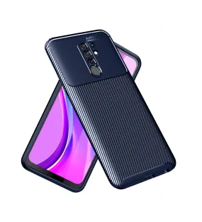 Aramid Fibre Series Shockproof Armor Back Cover for Poco M2 Reloaded, Redmi 9 Prime, Poco M2, 6.53 inch, Blue