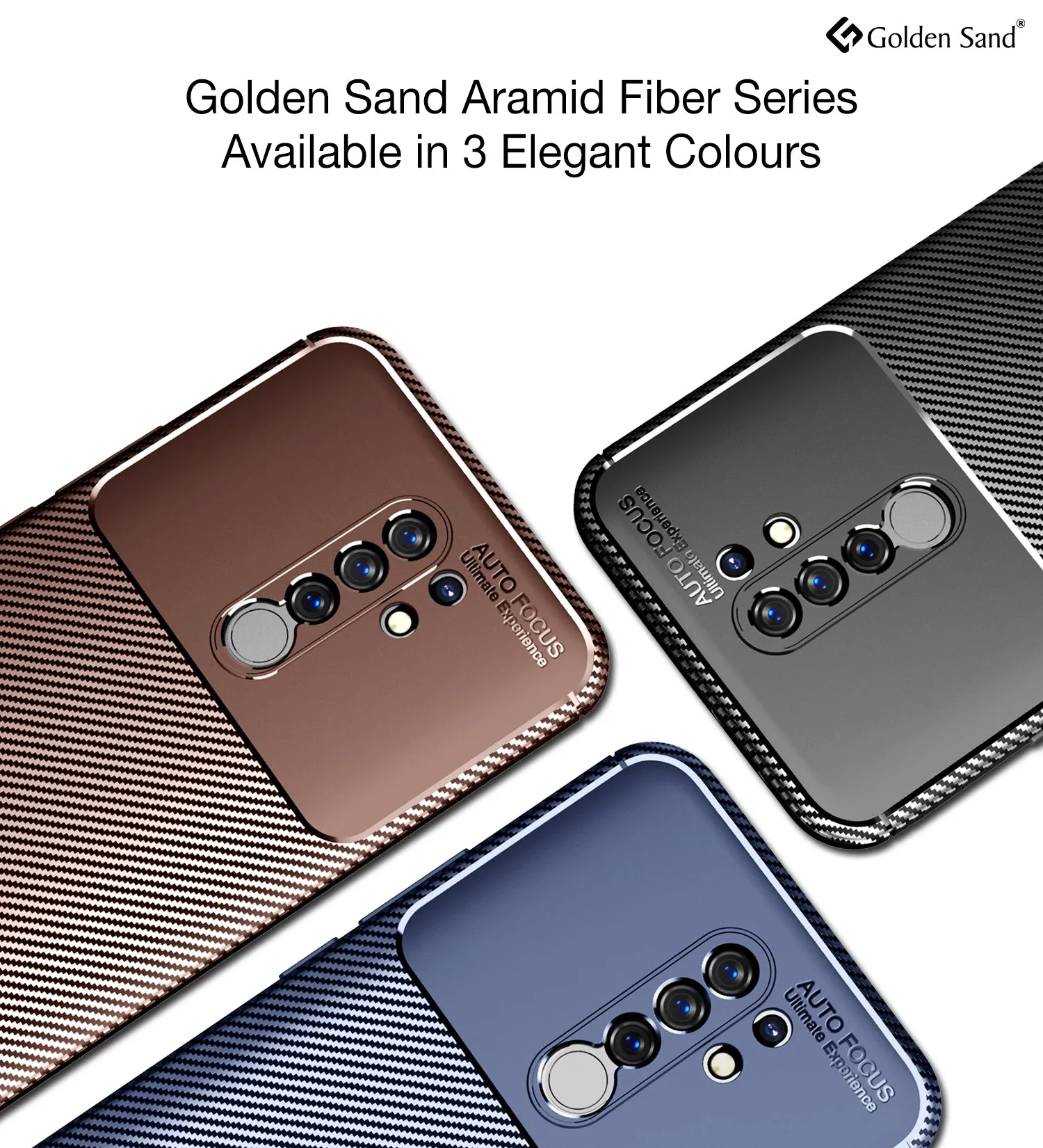 Aramid Fibre Series Shockproof Armor Back Cover for Poco M2 Reloaded, Redmi 9 Prime, Poco M2, 6.53 inch, Brown