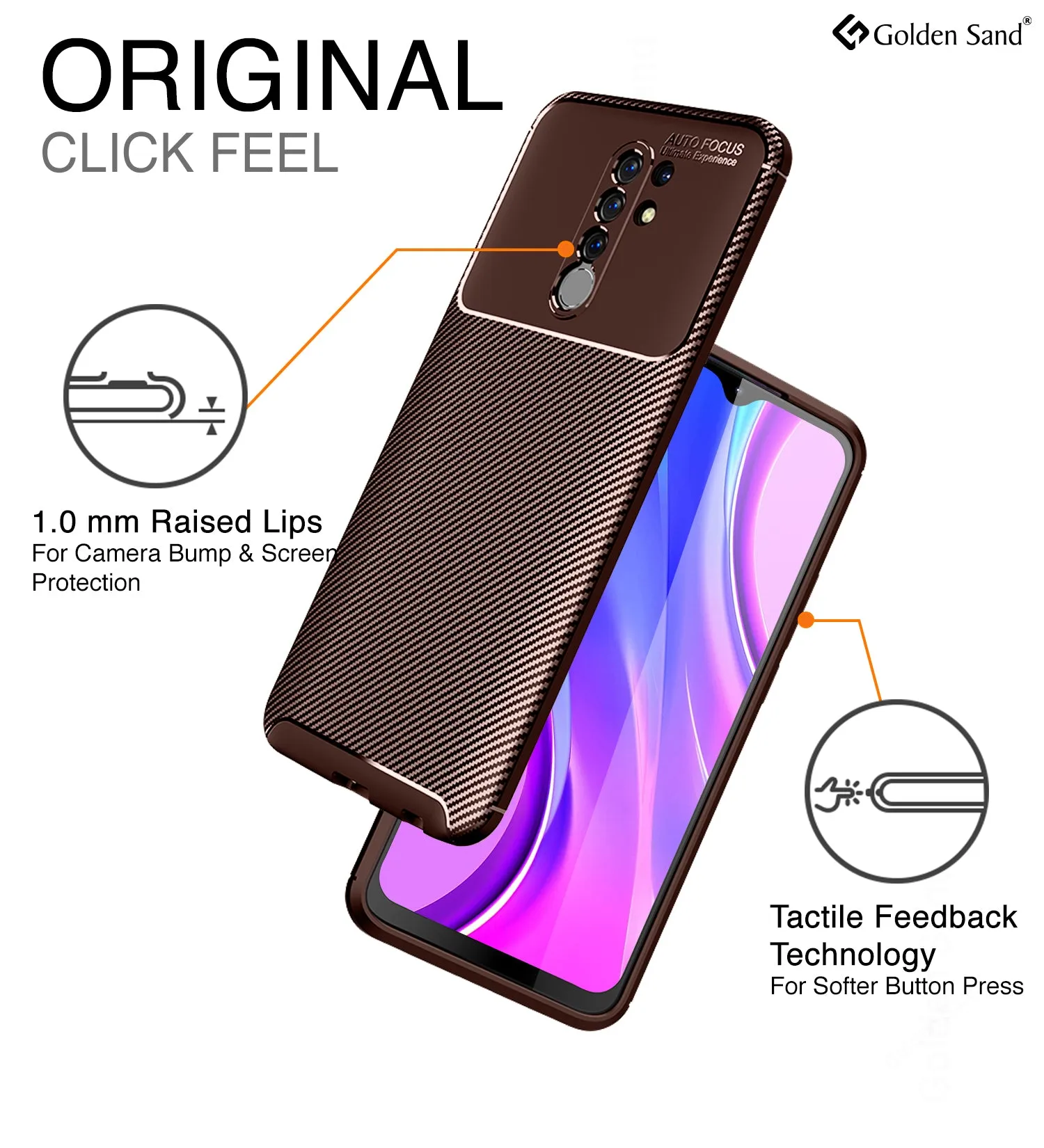 Aramid Fibre Series Shockproof Armor Back Cover for Poco M2 Reloaded, Redmi 9 Prime, Poco M2, 6.53 inch, Brown