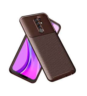 Aramid Fibre Series Shockproof Armor Back Cover for Poco M2 Reloaded, Redmi 9 Prime, Poco M2, 6.53 inch, Brown
