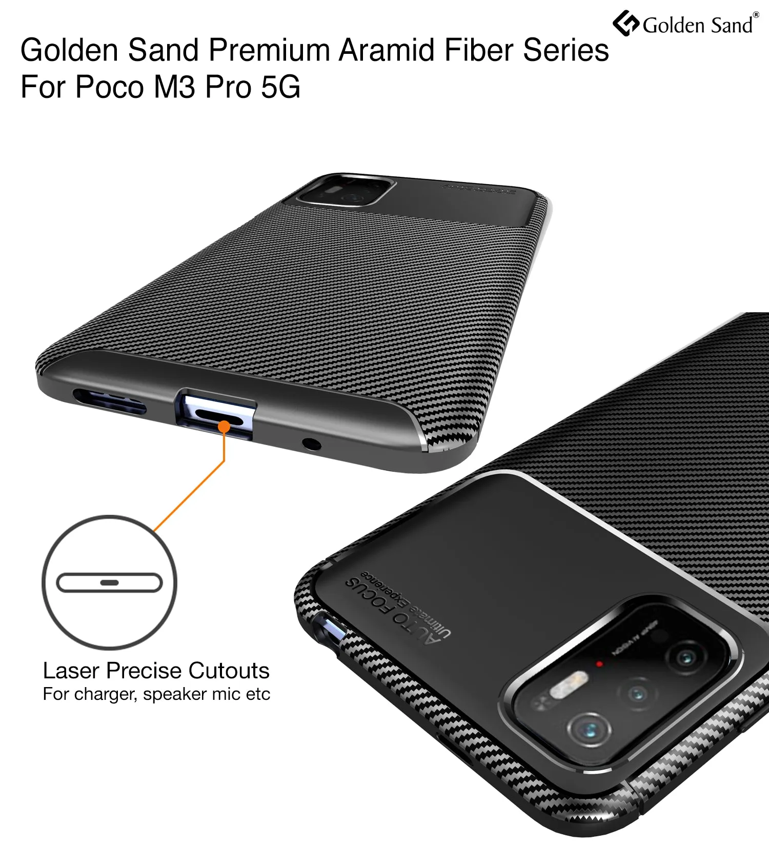 Aramid Fibre Series Shockproof Armor Back Cover for Poco M3 Pro 5G, 6.5 inch, Black