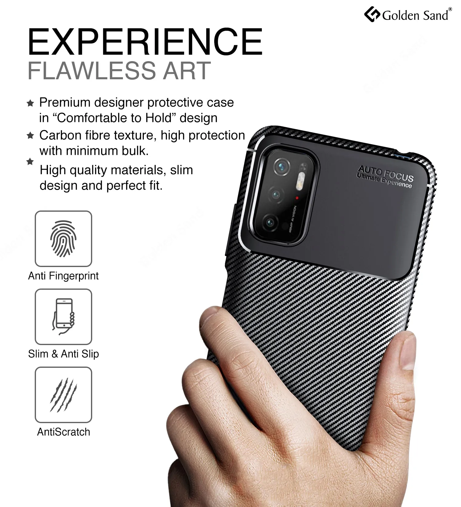 Aramid Fibre Series Shockproof Armor Back Cover for Poco M3 Pro 5G, 6.5 inch, Black