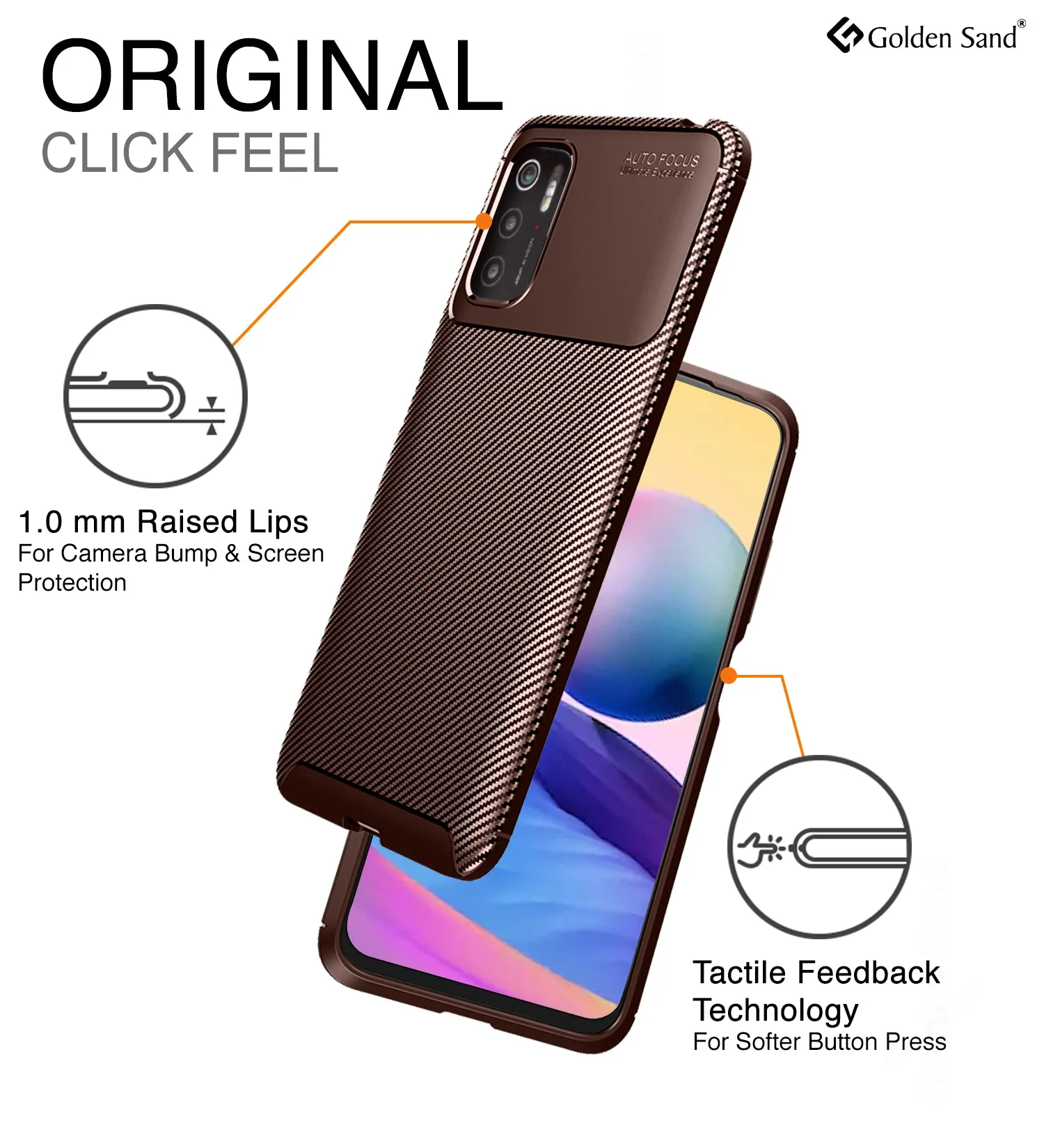 Aramid Fibre Series Shockproof Armor Back Cover for Poco M3 Pro 5G, 6.5 inch, Brown