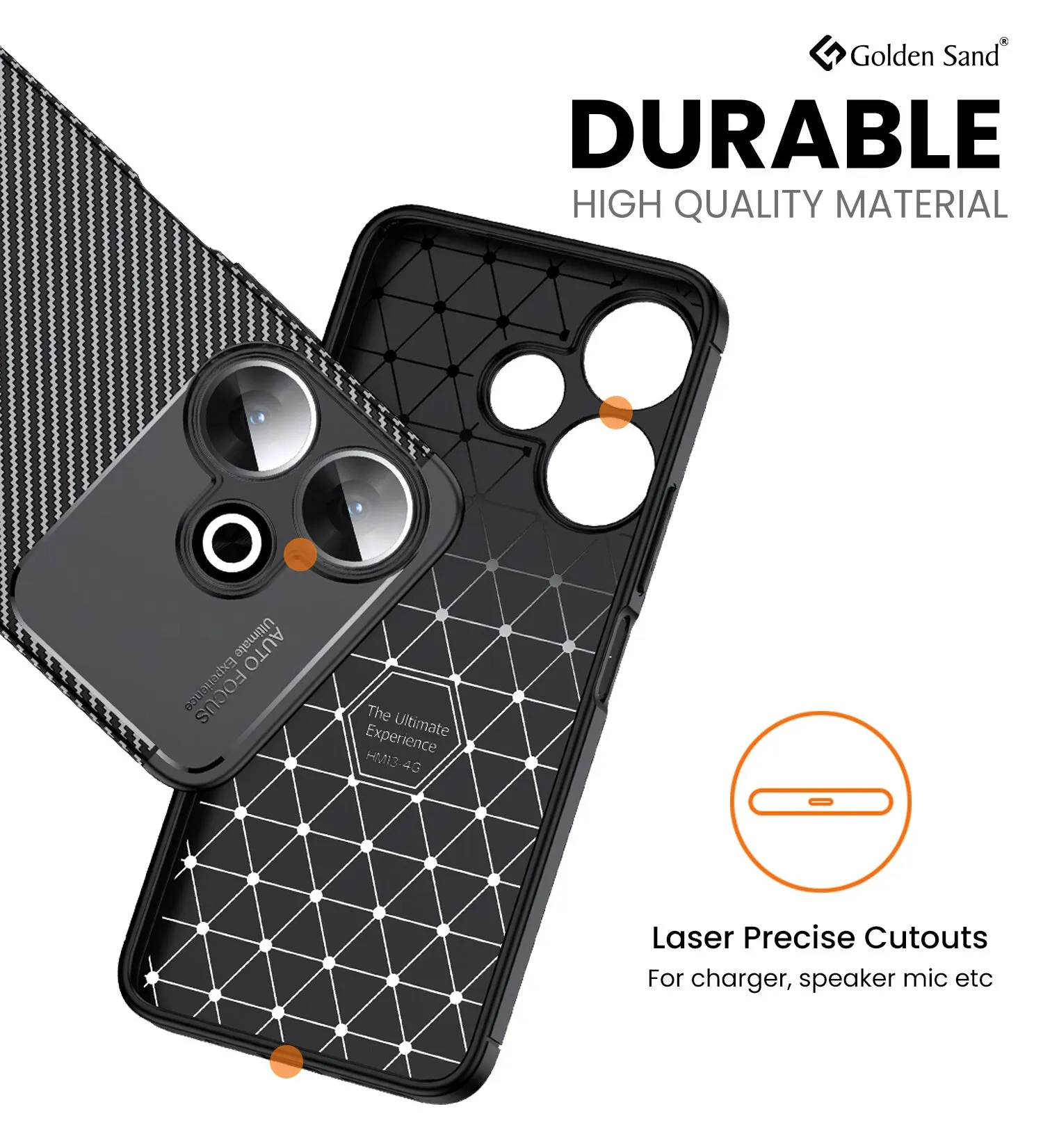 Aramid Fibre Series Shockproof Armor Back Cover for Poco M6 Plus 5G, Redmi 13 5G, 6.79 inch, Black