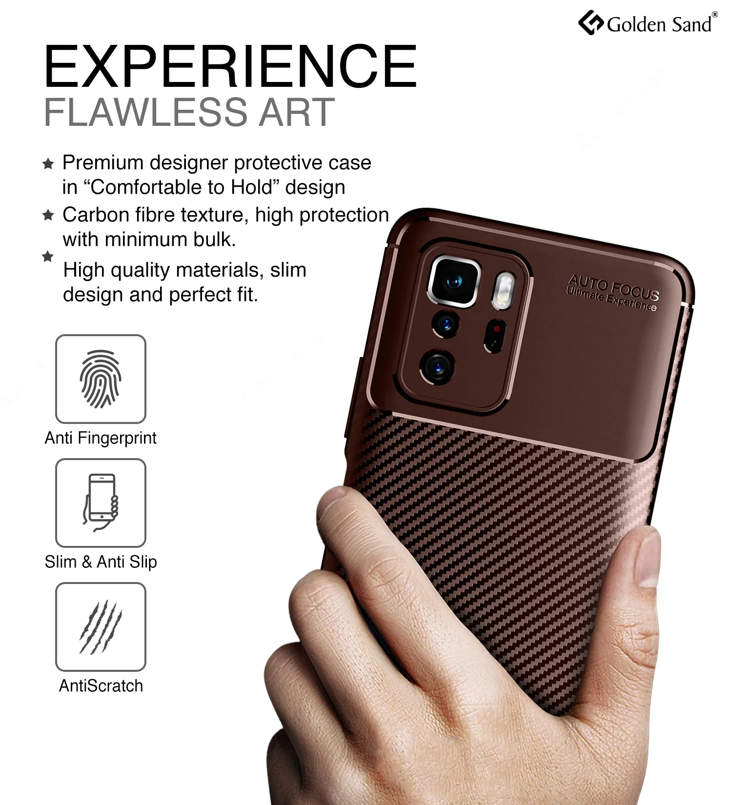 Aramid Fibre Series Shockproof Armor Back Cover for Poco X3 GT, 6.6 inch, Brown