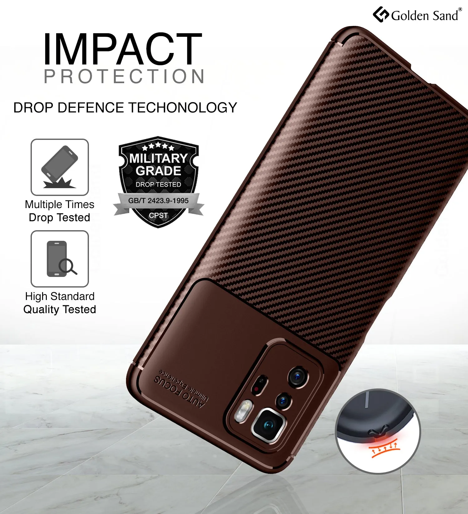Aramid Fibre Series Shockproof Armor Back Cover for Poco X3 GT, 6.6 inch, Brown